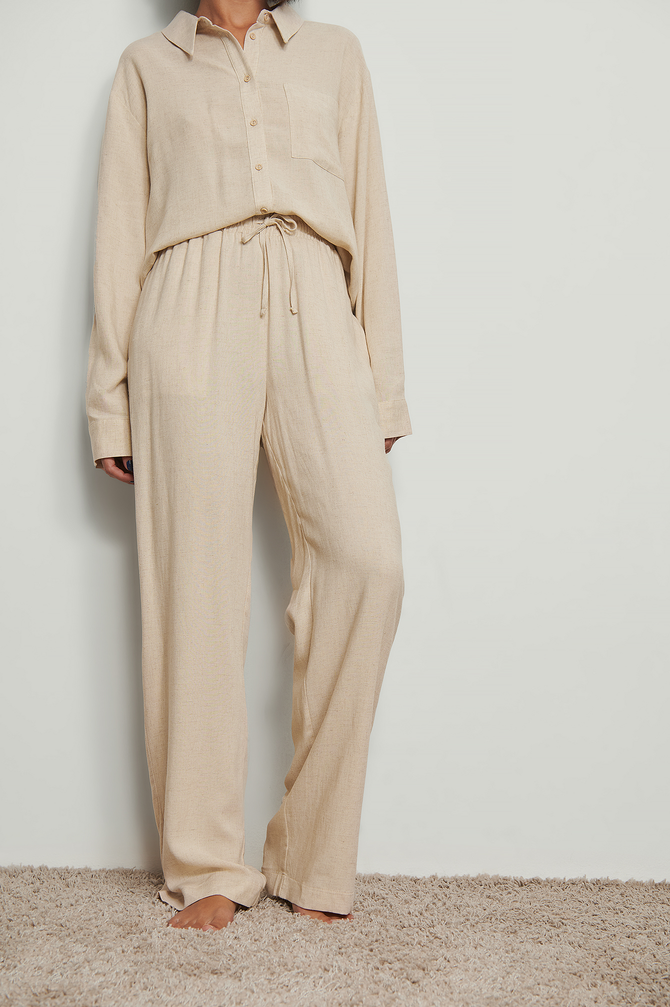 Linen Loungewear Pants Beige