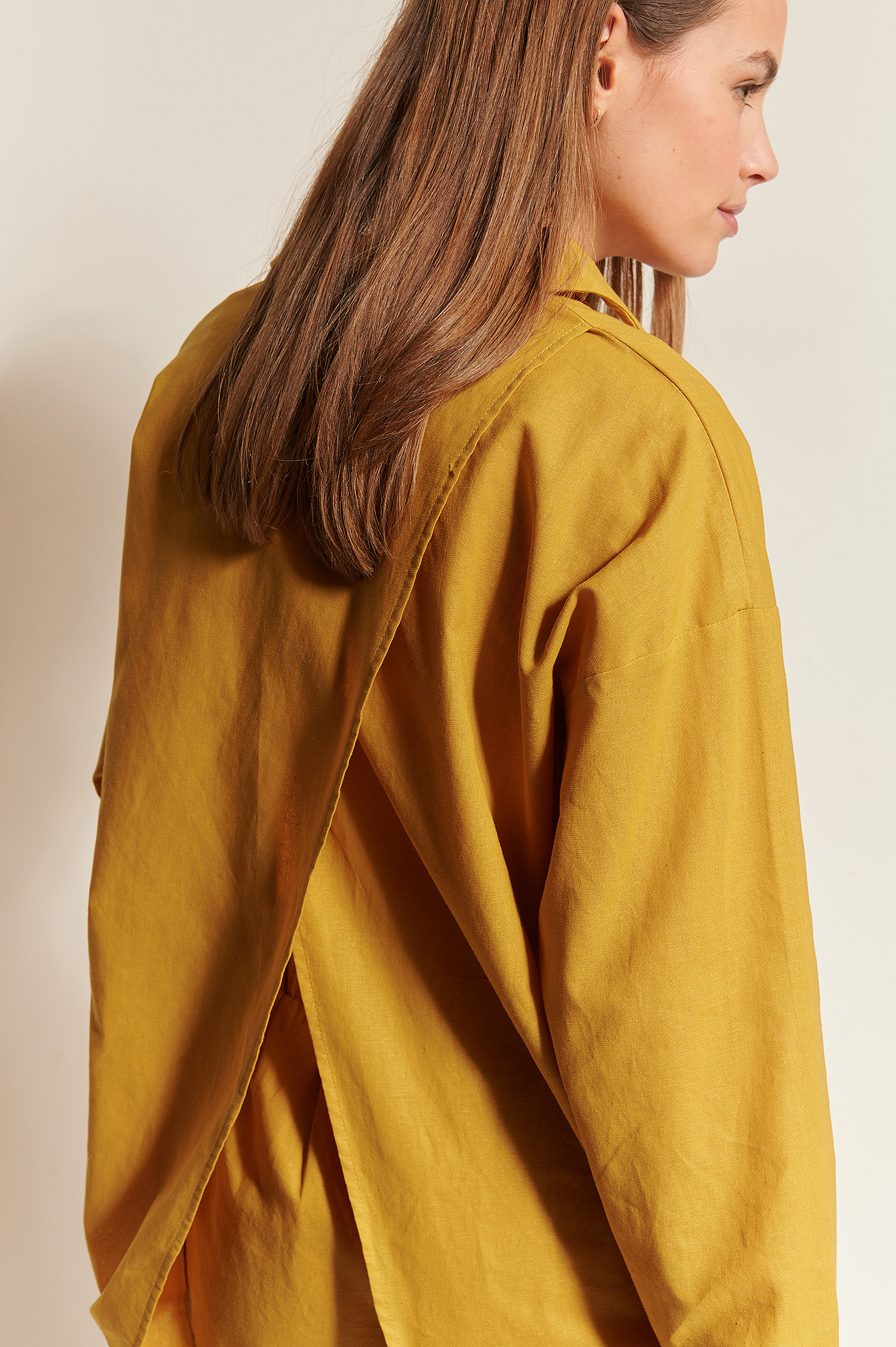Na-kd Classic Linen Shirt Blouse - Yellow