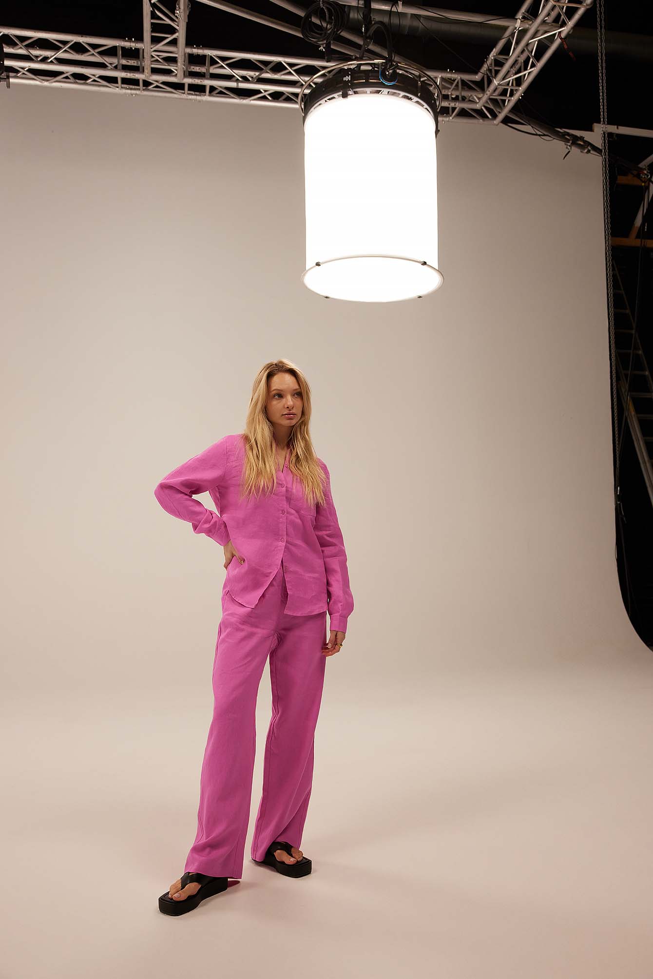 Linen Wide Leg Pants Pink | na-kd.com