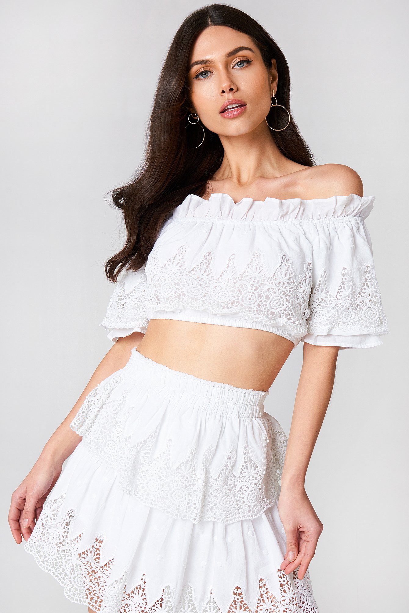 White Embroidery Set Top