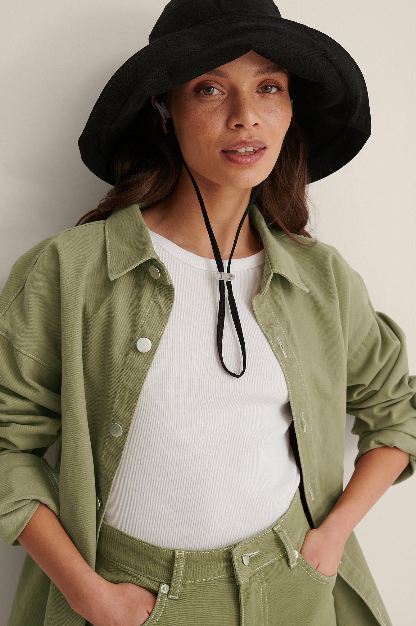 Long Brim Bucket Hat Black NAKD