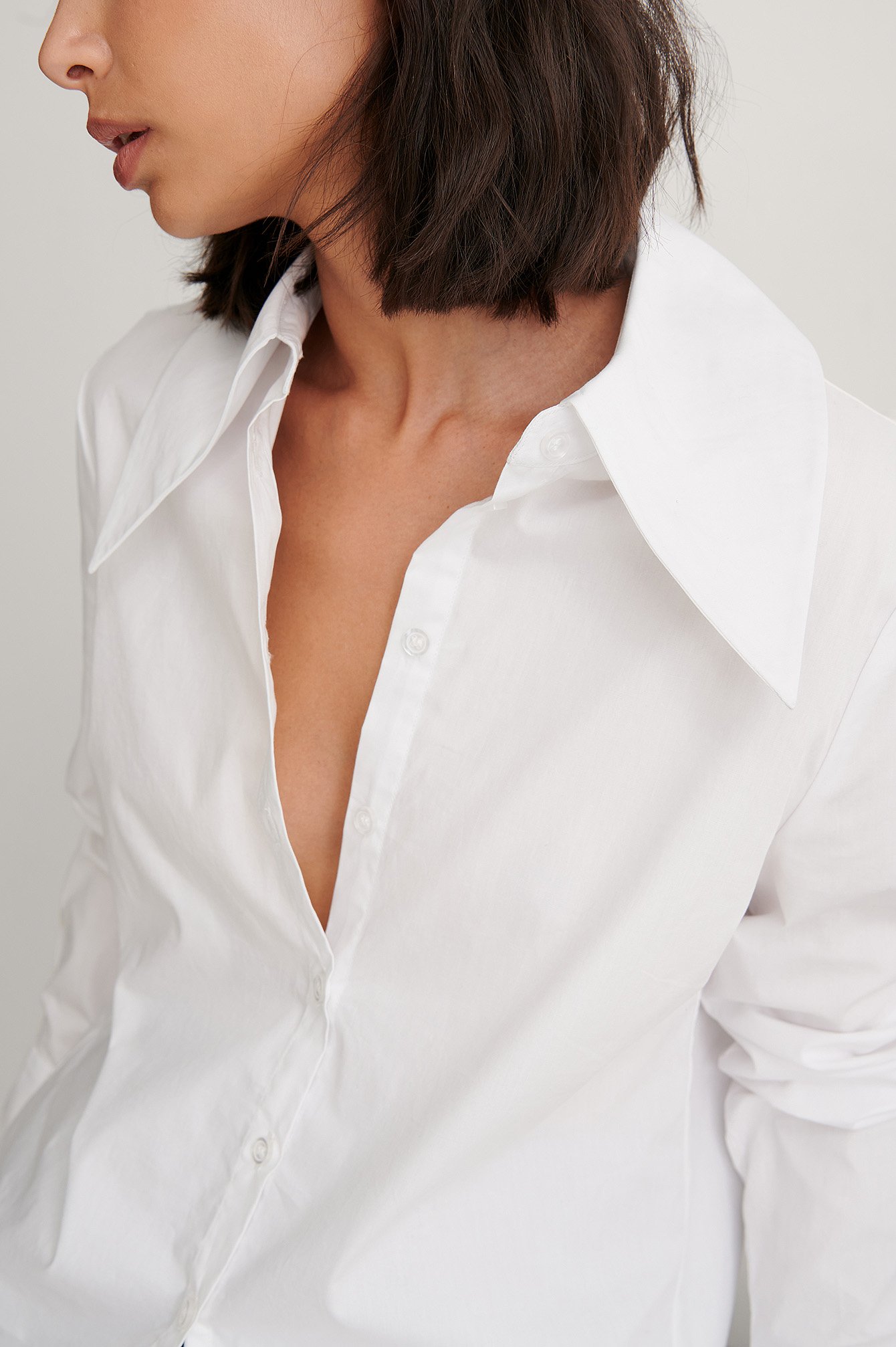 White Long Collar Blouse