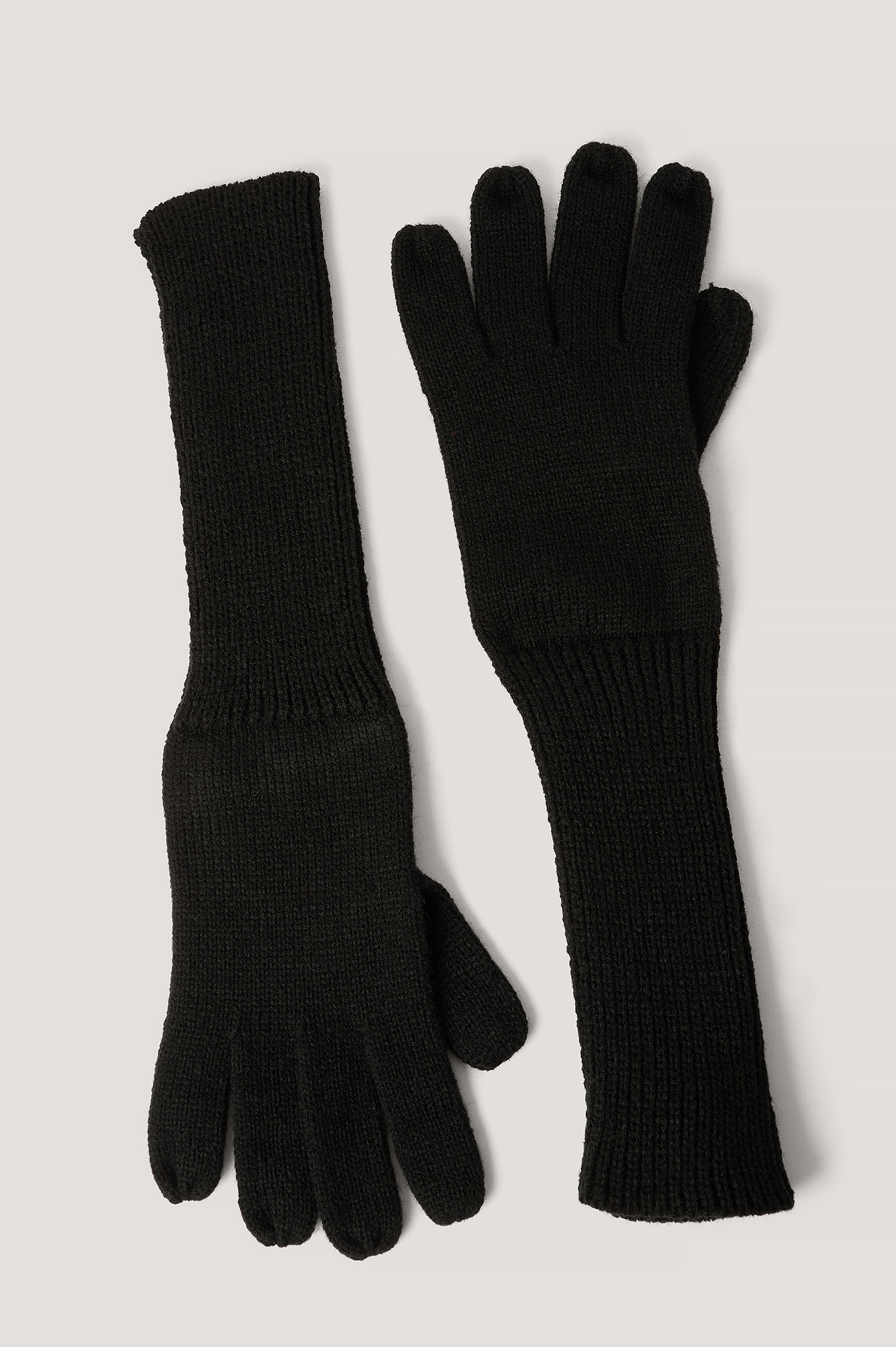 Long Knit Gloves Black NAKD