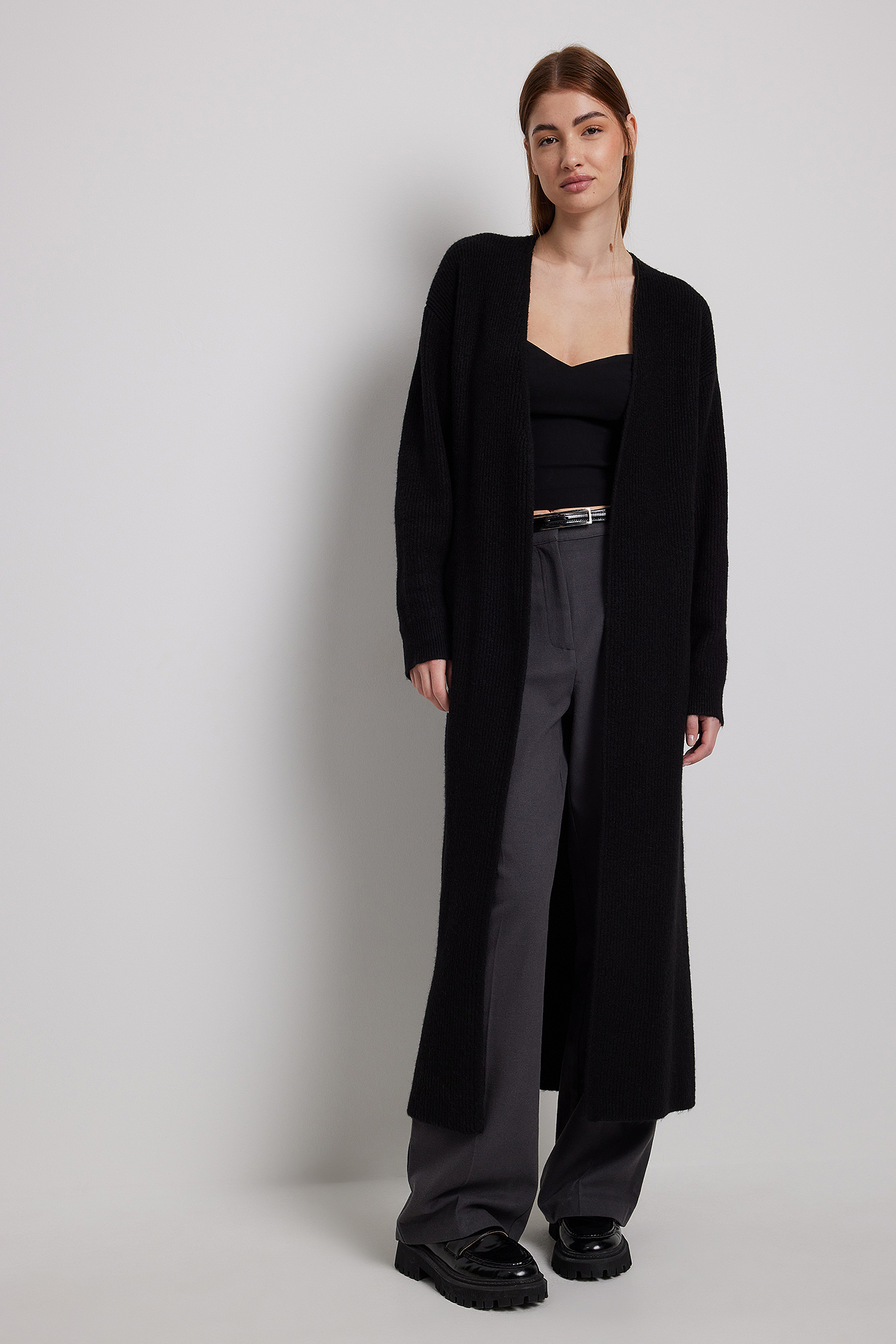 Long Knitted Cardigan Black | NA-KD