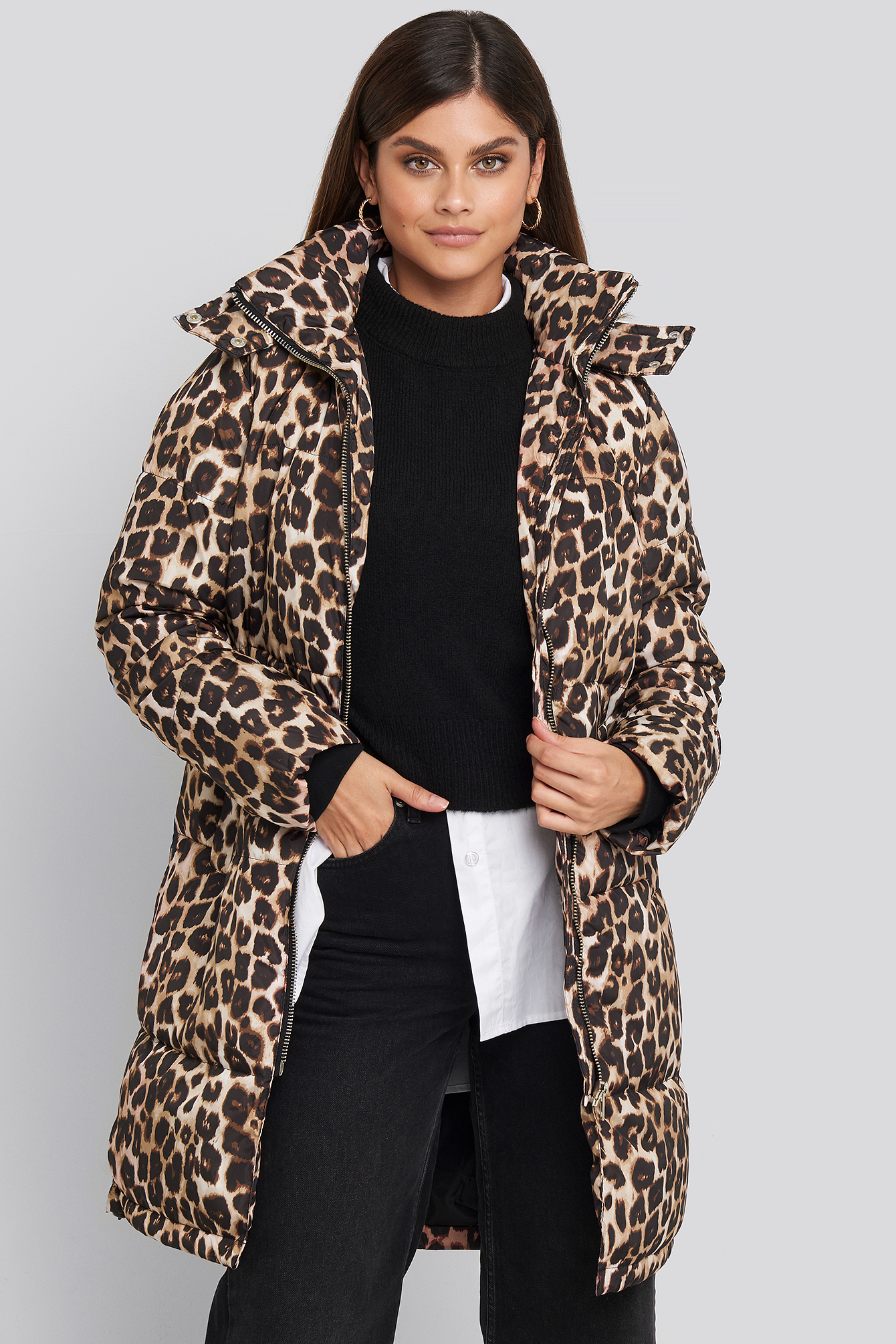 Long Leo Printed Padded Jacket Leoprint