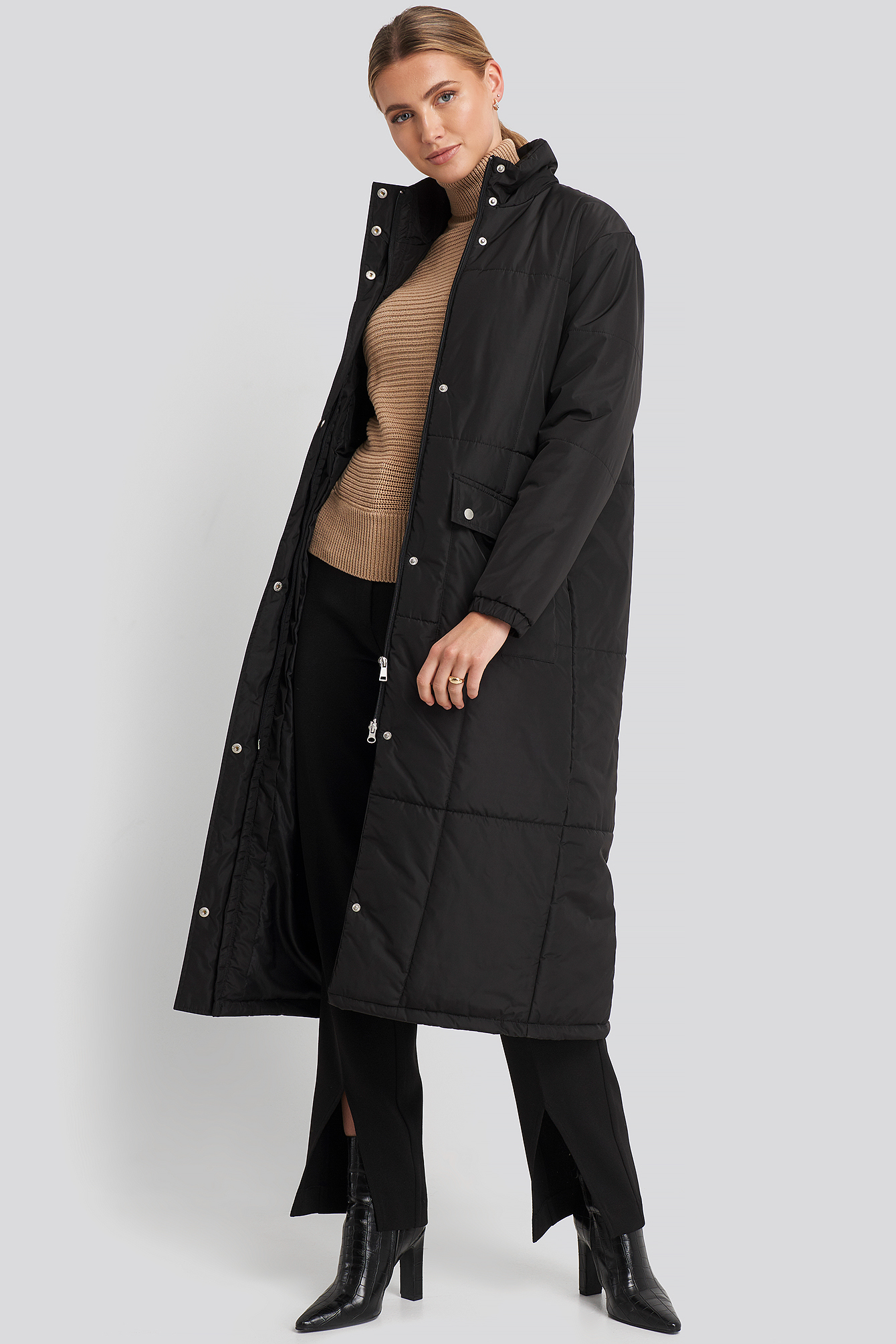 Long Padded Jacket Black