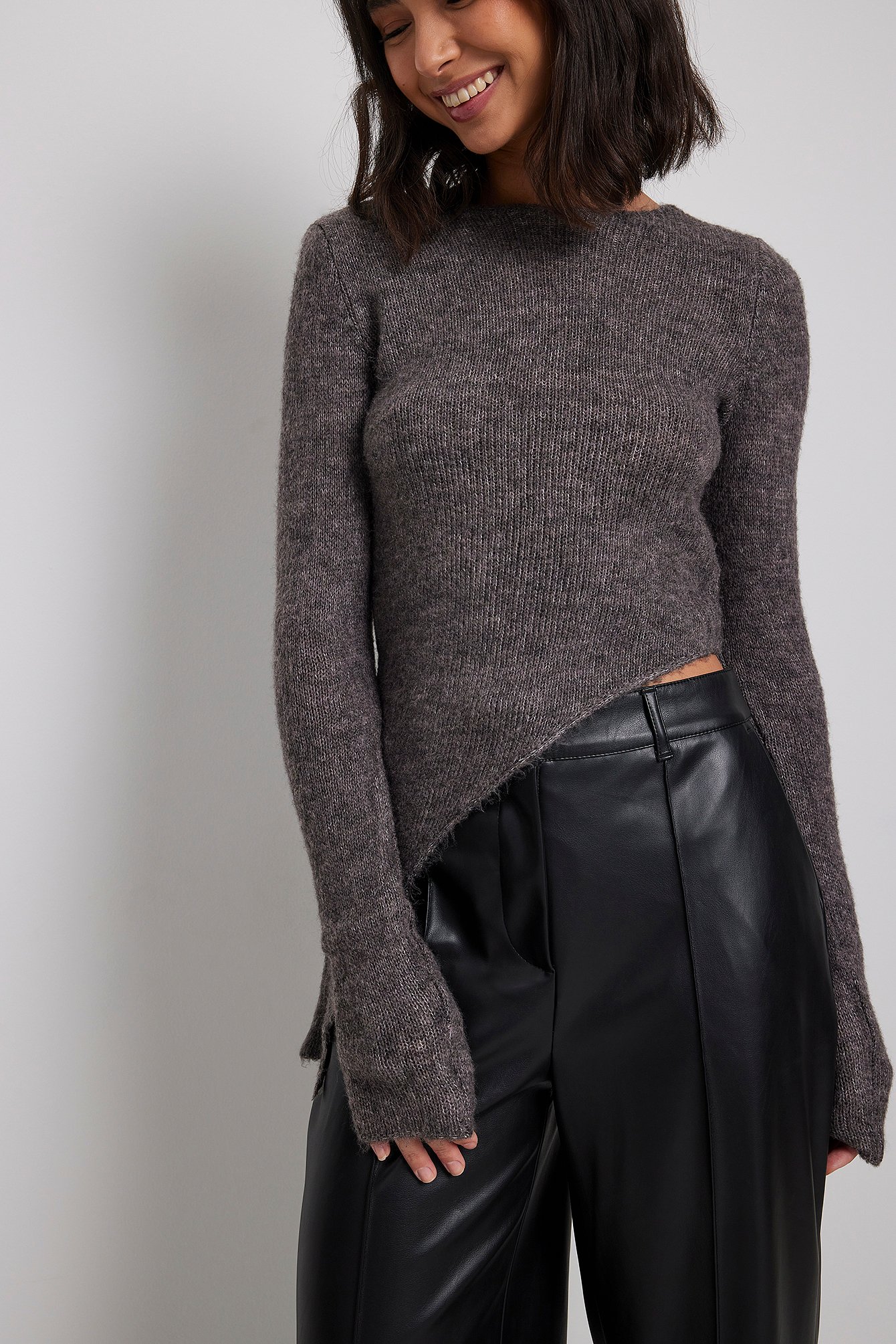 Long Sleeve Asymmetric Top Grey NAKD