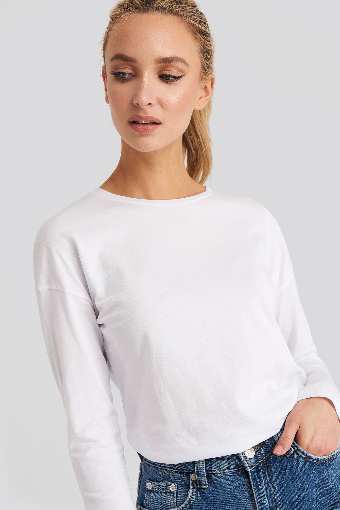 Long Sleeve Basic Top White