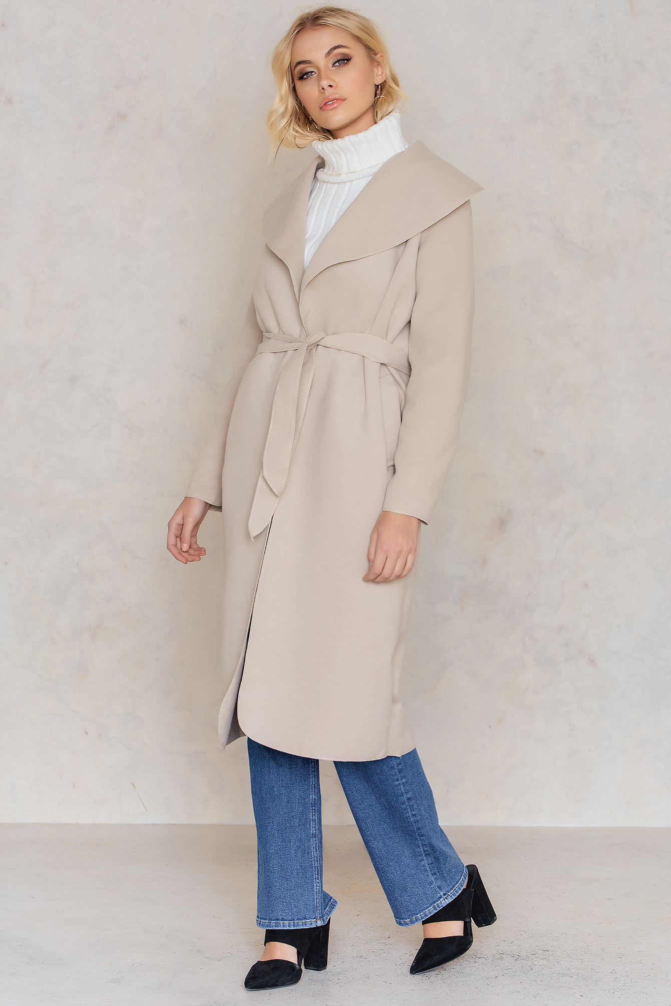 Long Sleeve Coat Beige NAKD