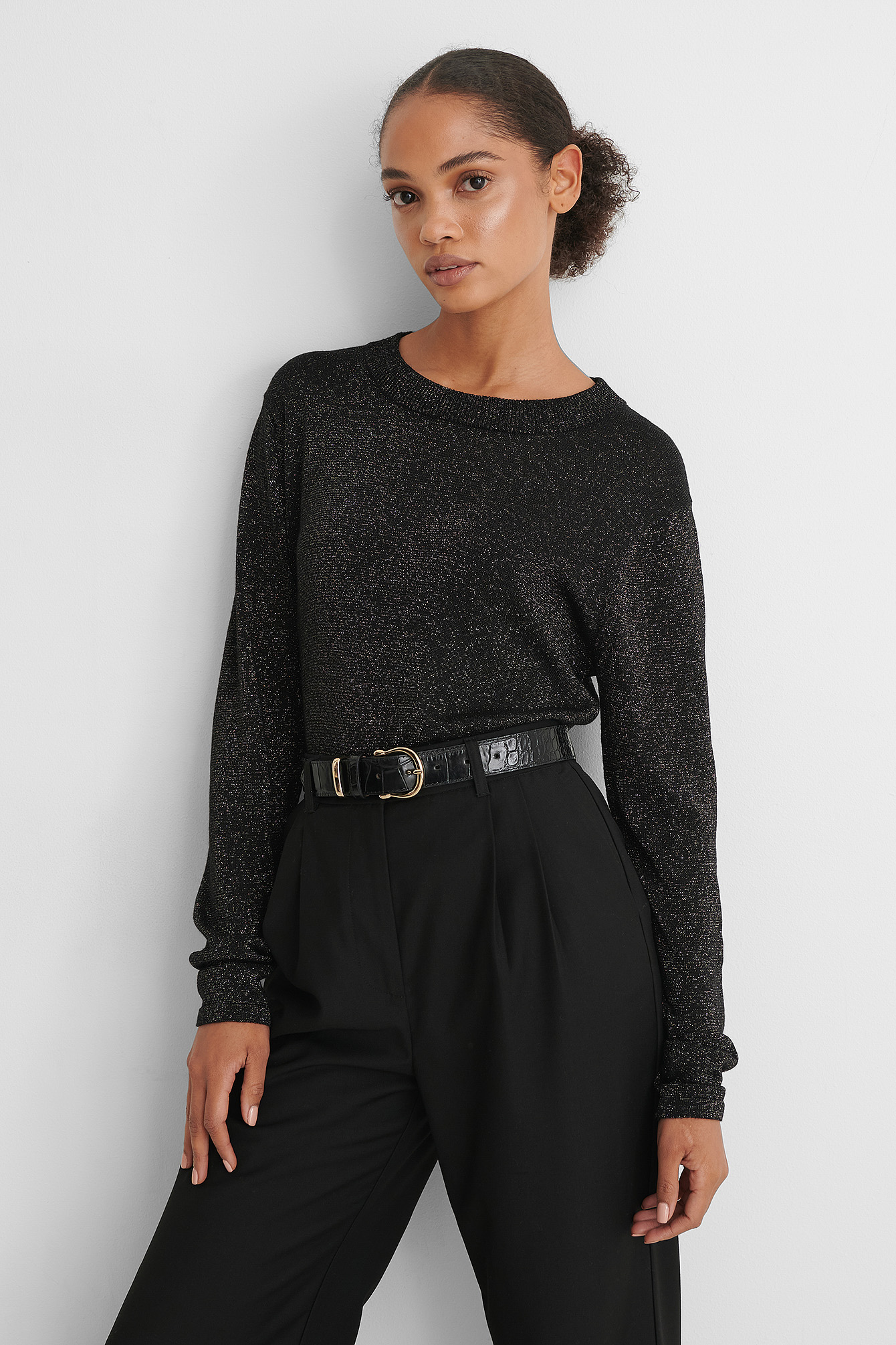Long Sleeve Glitter Knitted Sweater 