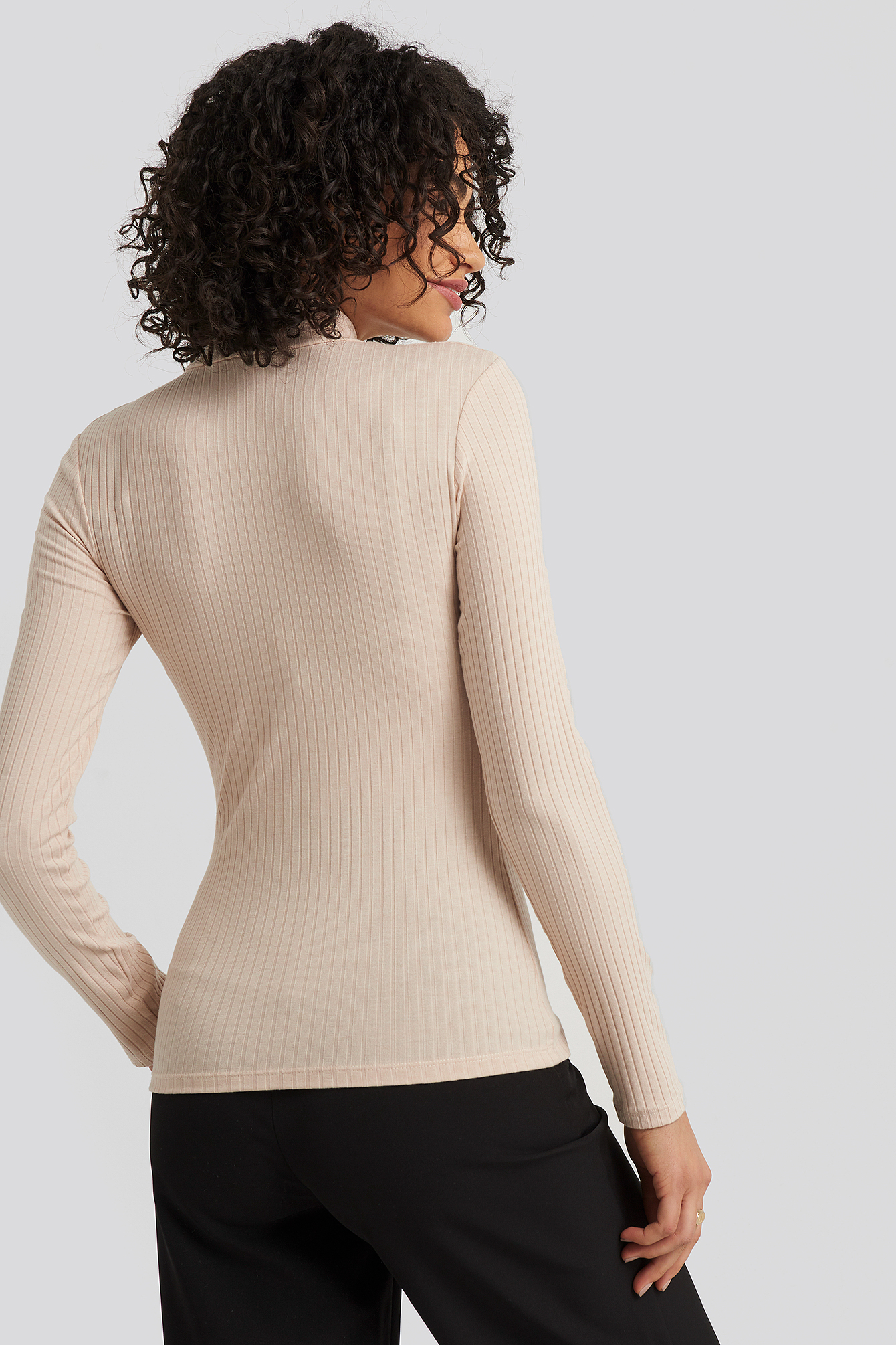 long sleeve ribbed polo top
