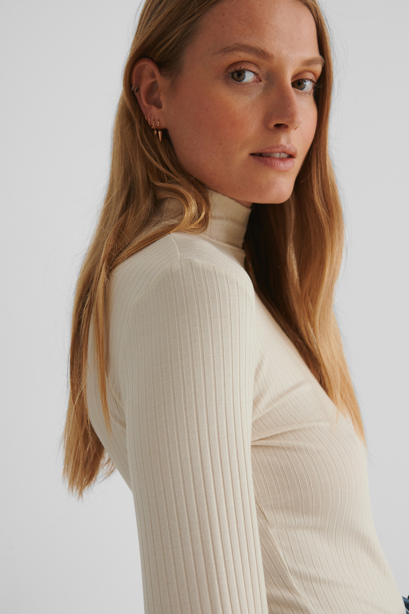 long sleeve ribbed polo top