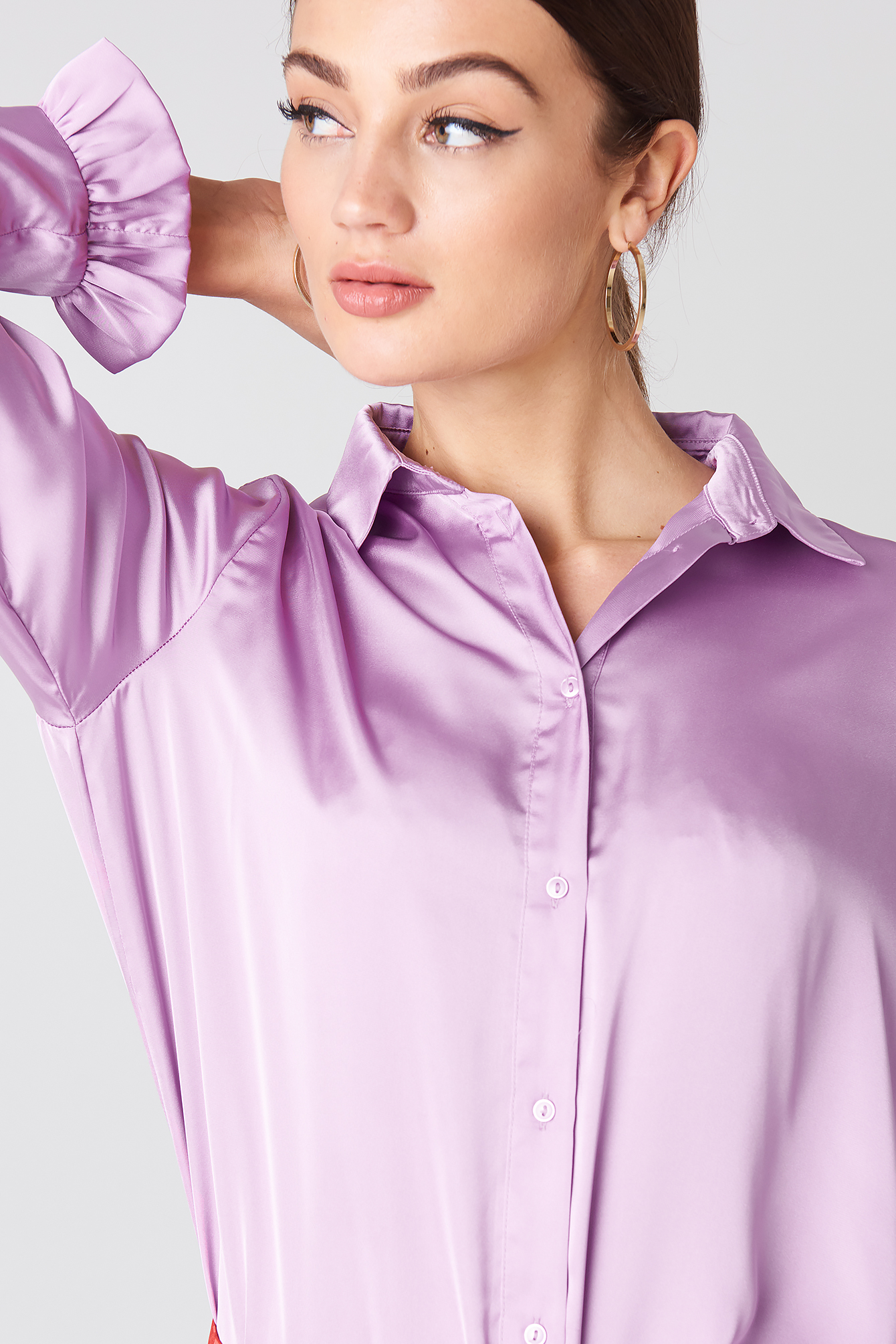 lavender satin blouse