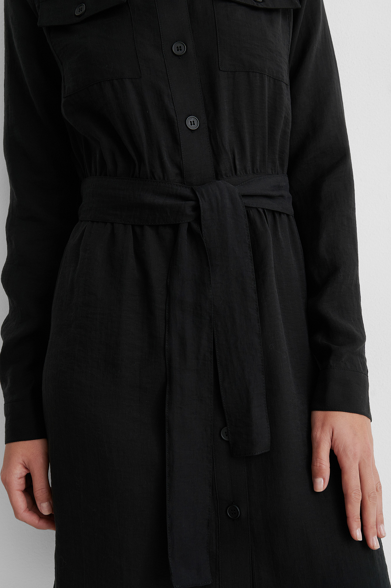 Long Sleeve Utility Dress Black