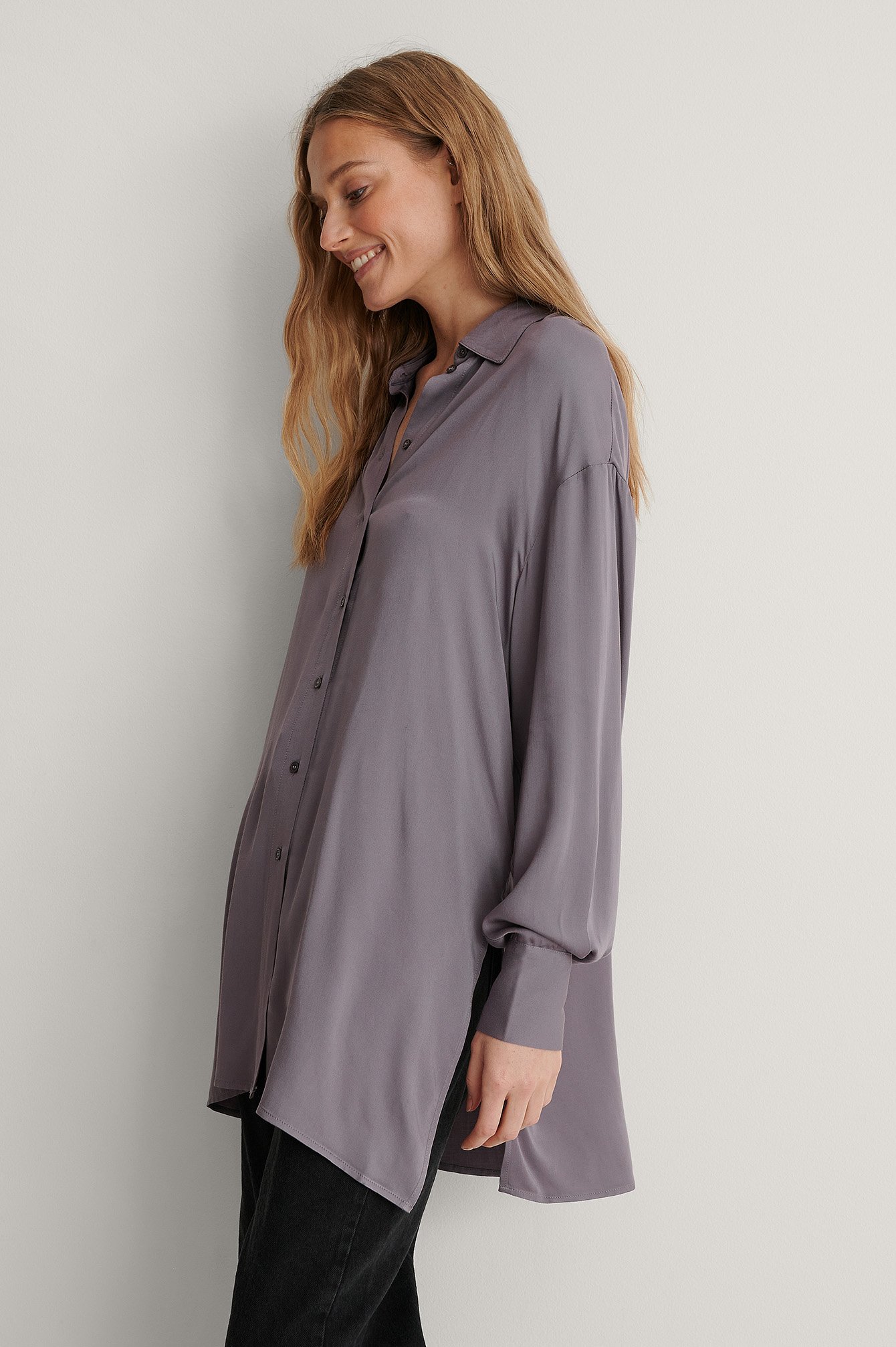 Purple Long Slit Soft Shirt