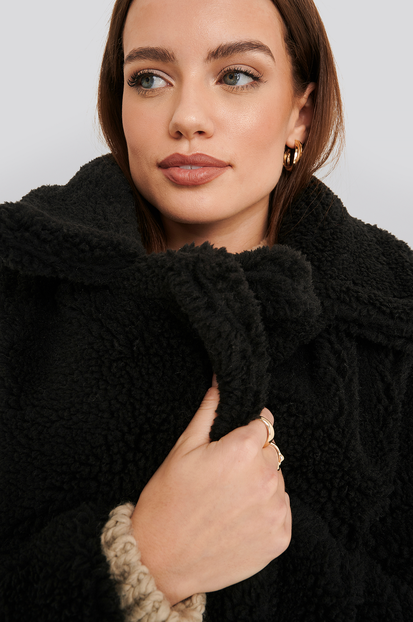 Long Teddy Coat Black | na-kd.com