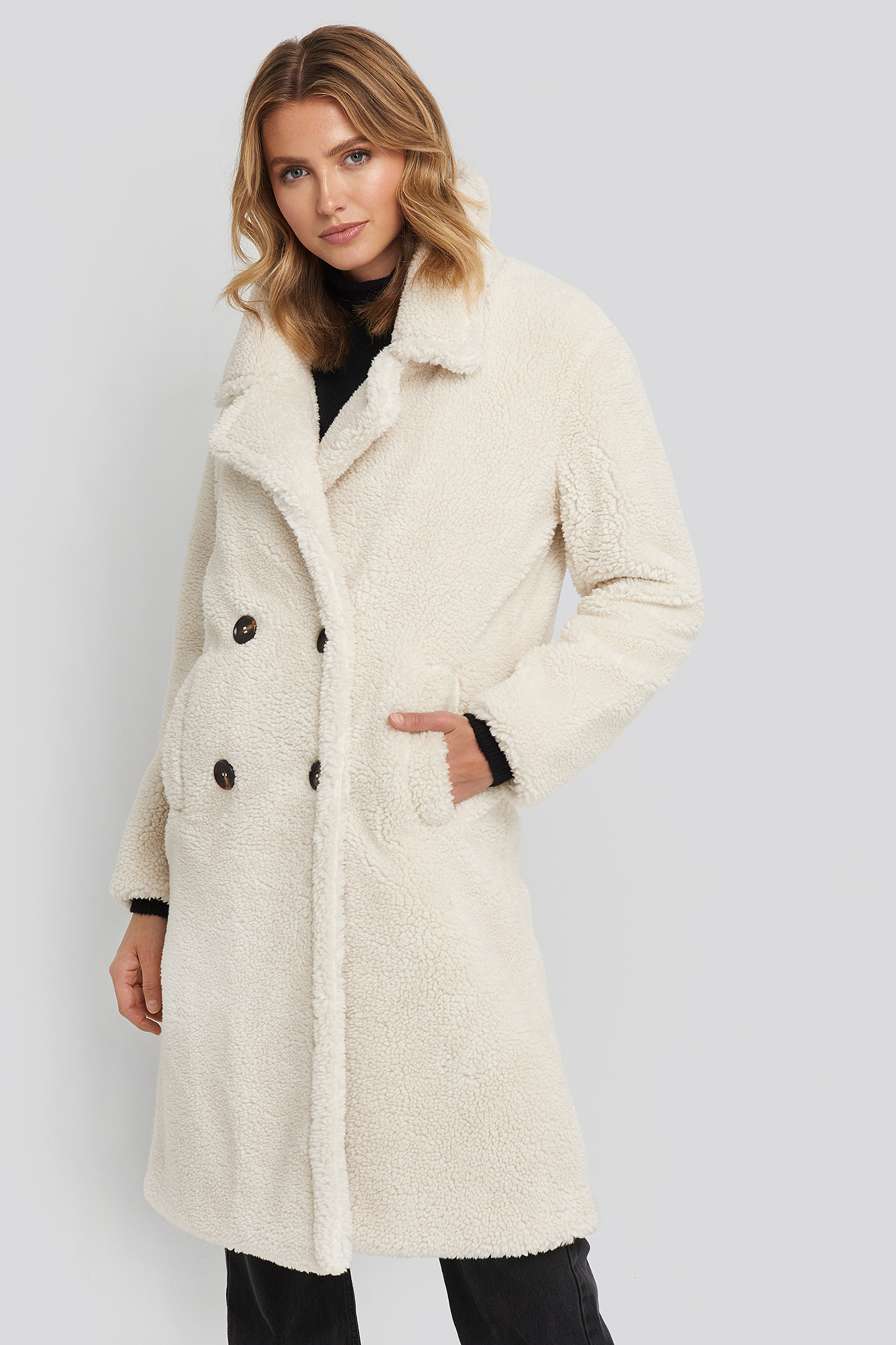 Long Teddy Coat Offwhite