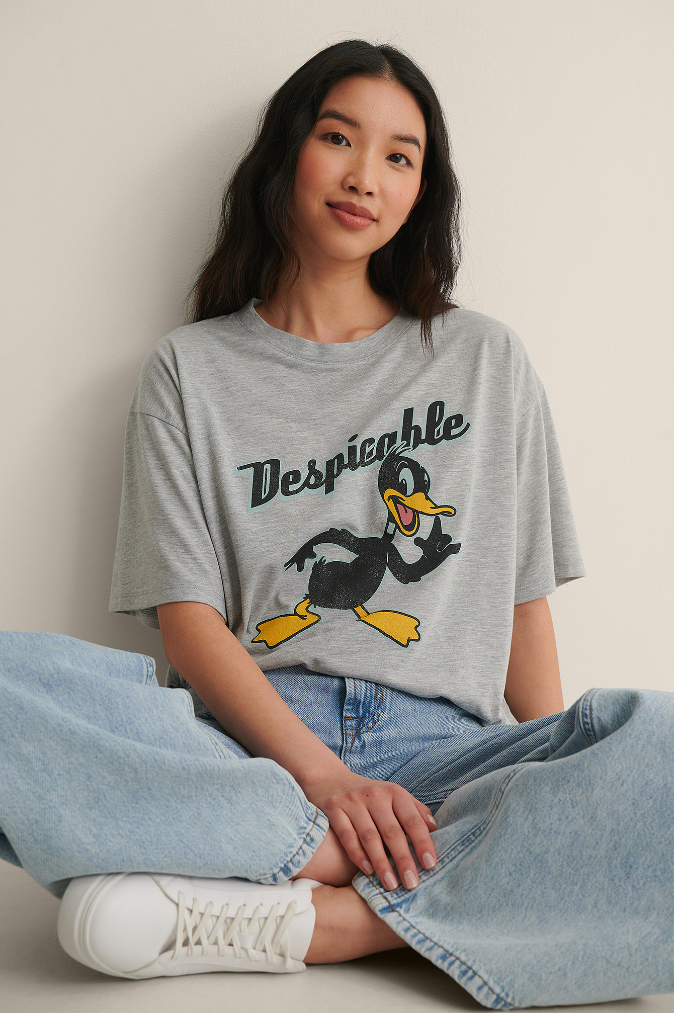 Grey Melange Daffy Oversized T-shirt Looney Tunes