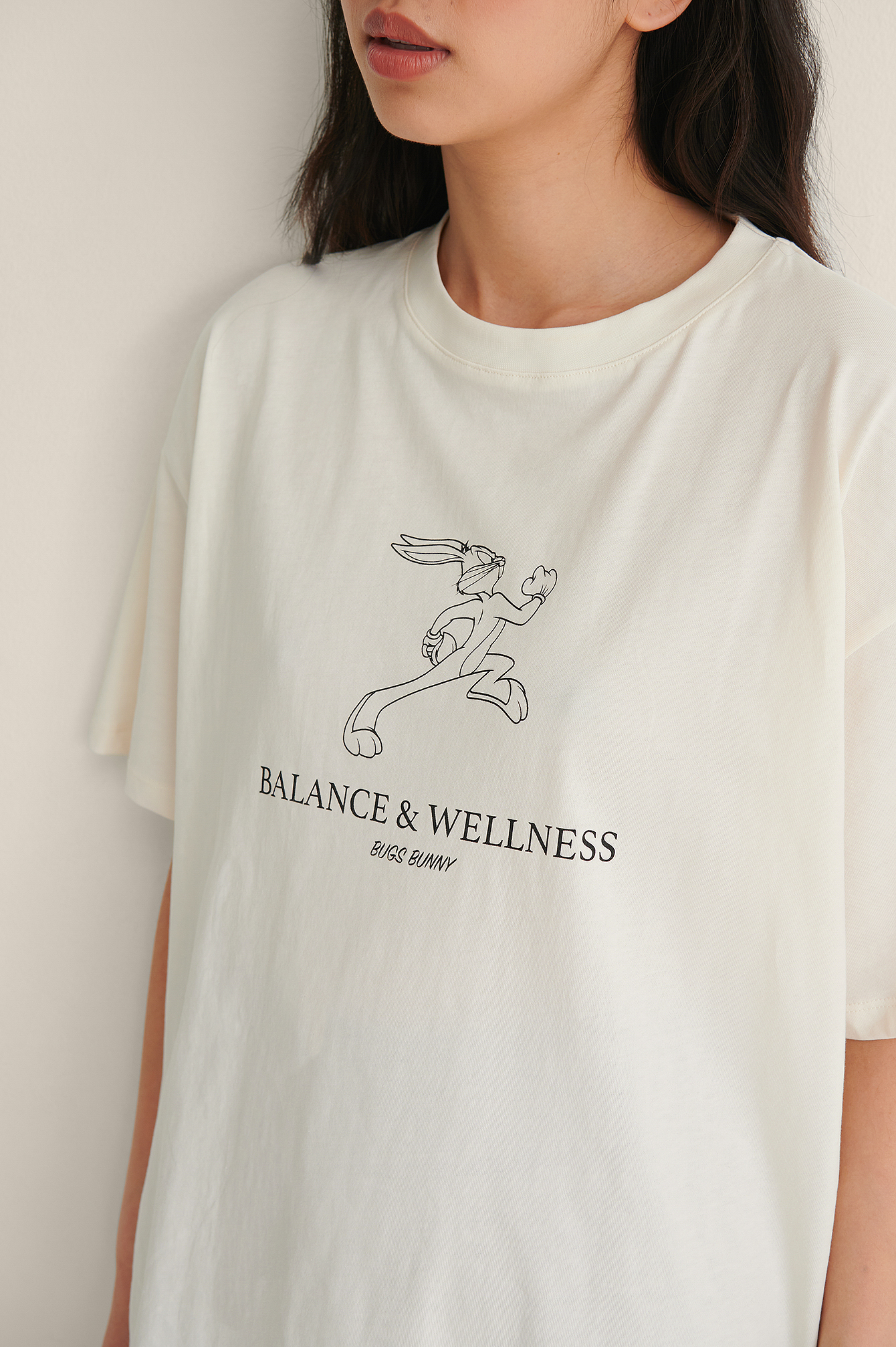 Off White Wellness Luźny T-Shirt Looney Tunes