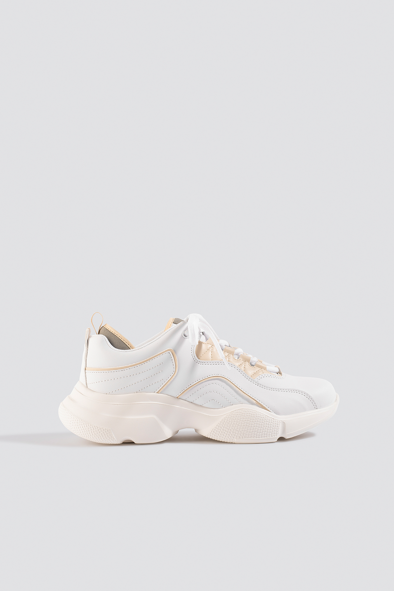 Loop Lacing Trainers White/Nude