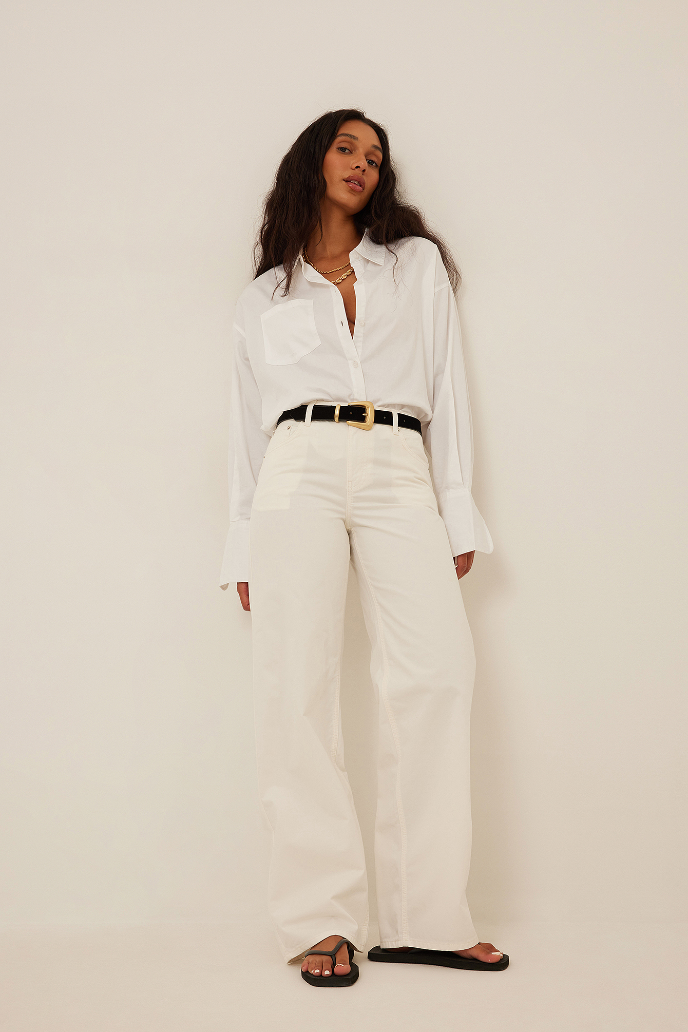 Loose Cotton Trousers Offwhite | na-kd.com