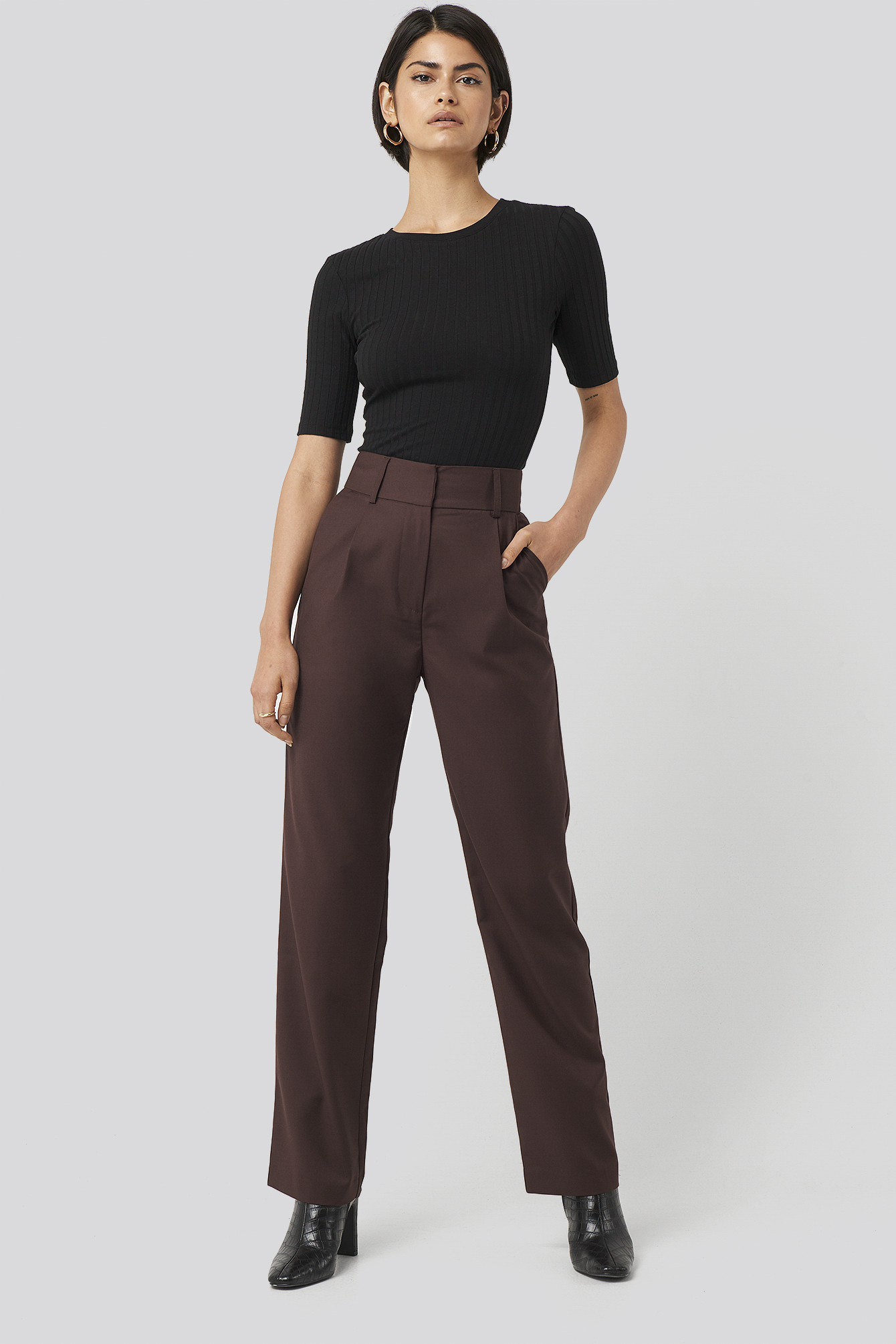 Loose Fit Suit Trousers Burgundy