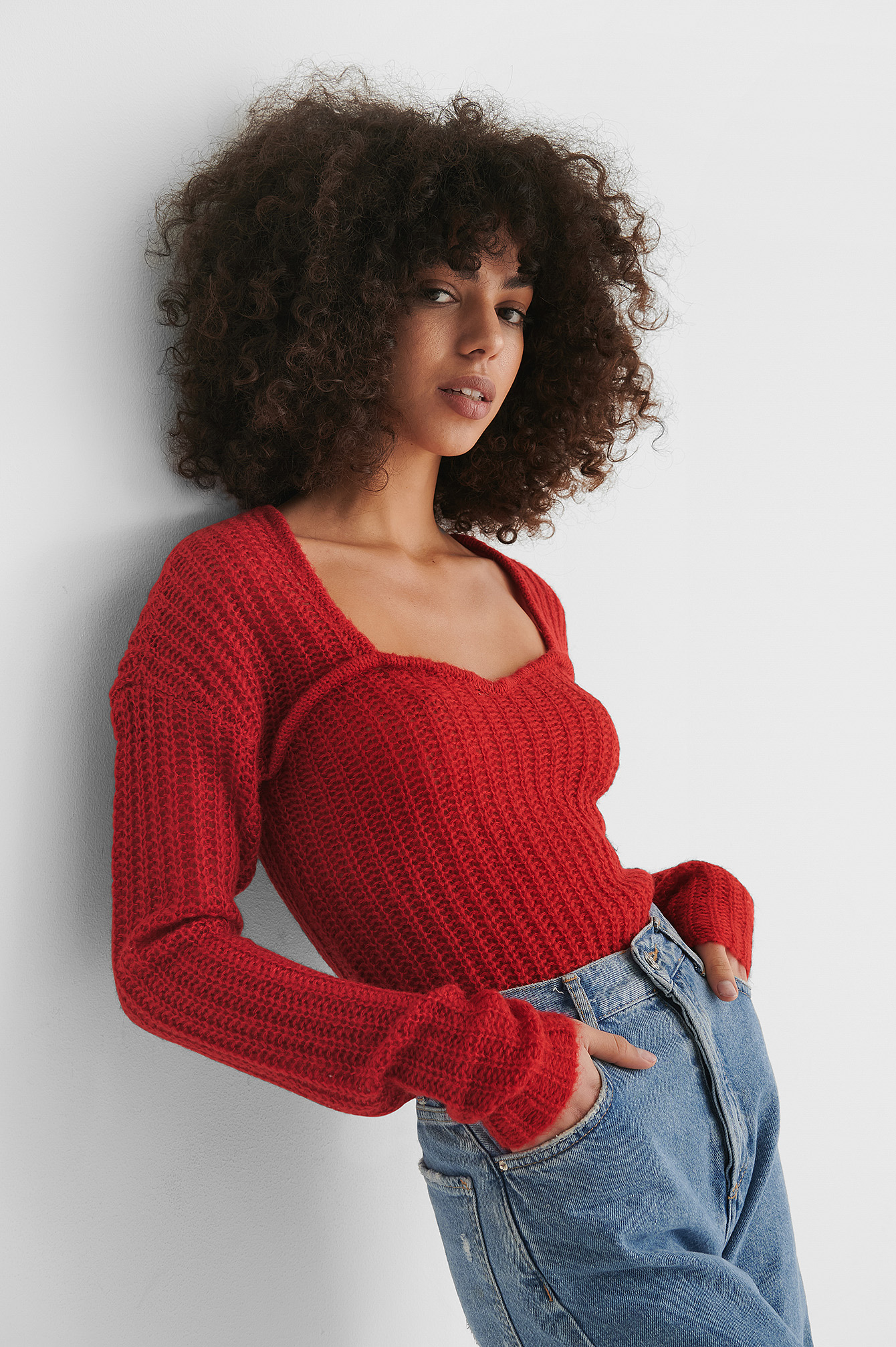 Loose Knitted Sweater Red | na-kd.com