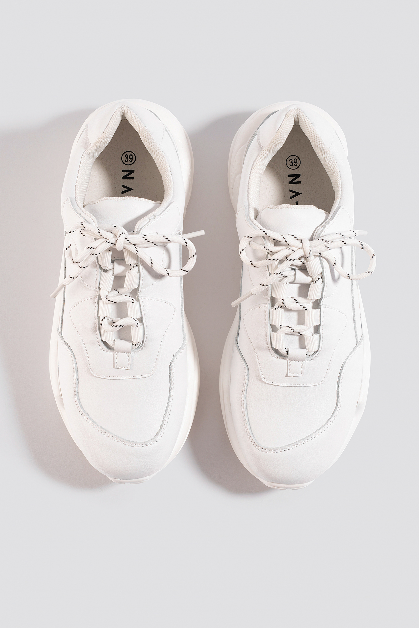 Low Striped Lace Trainers White