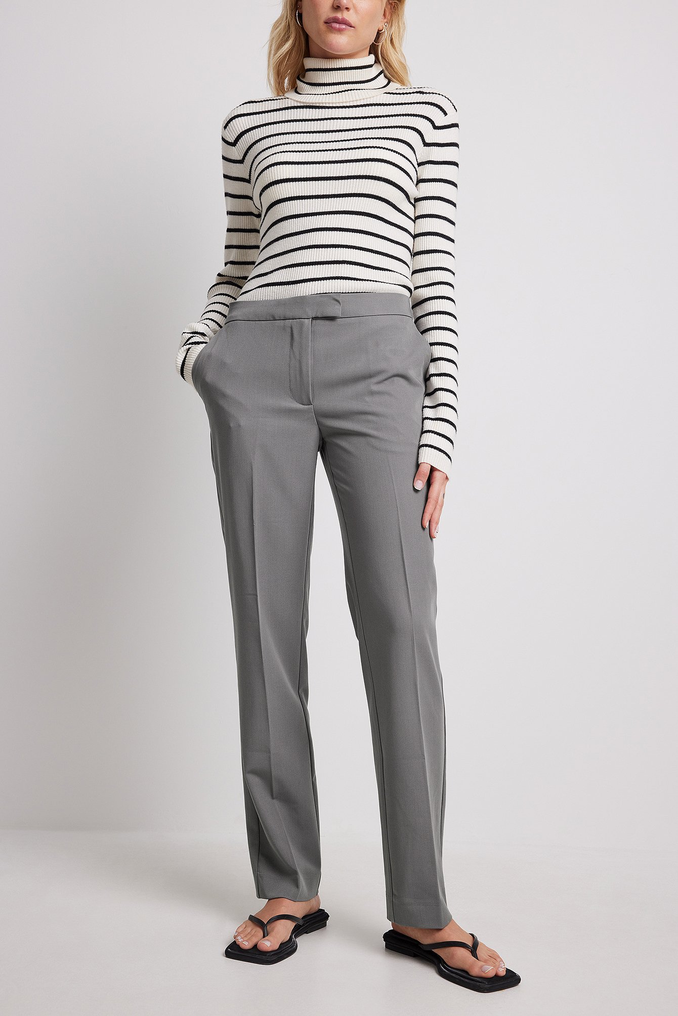 NA-KD Trend Low Waist Suit Pants - Grey