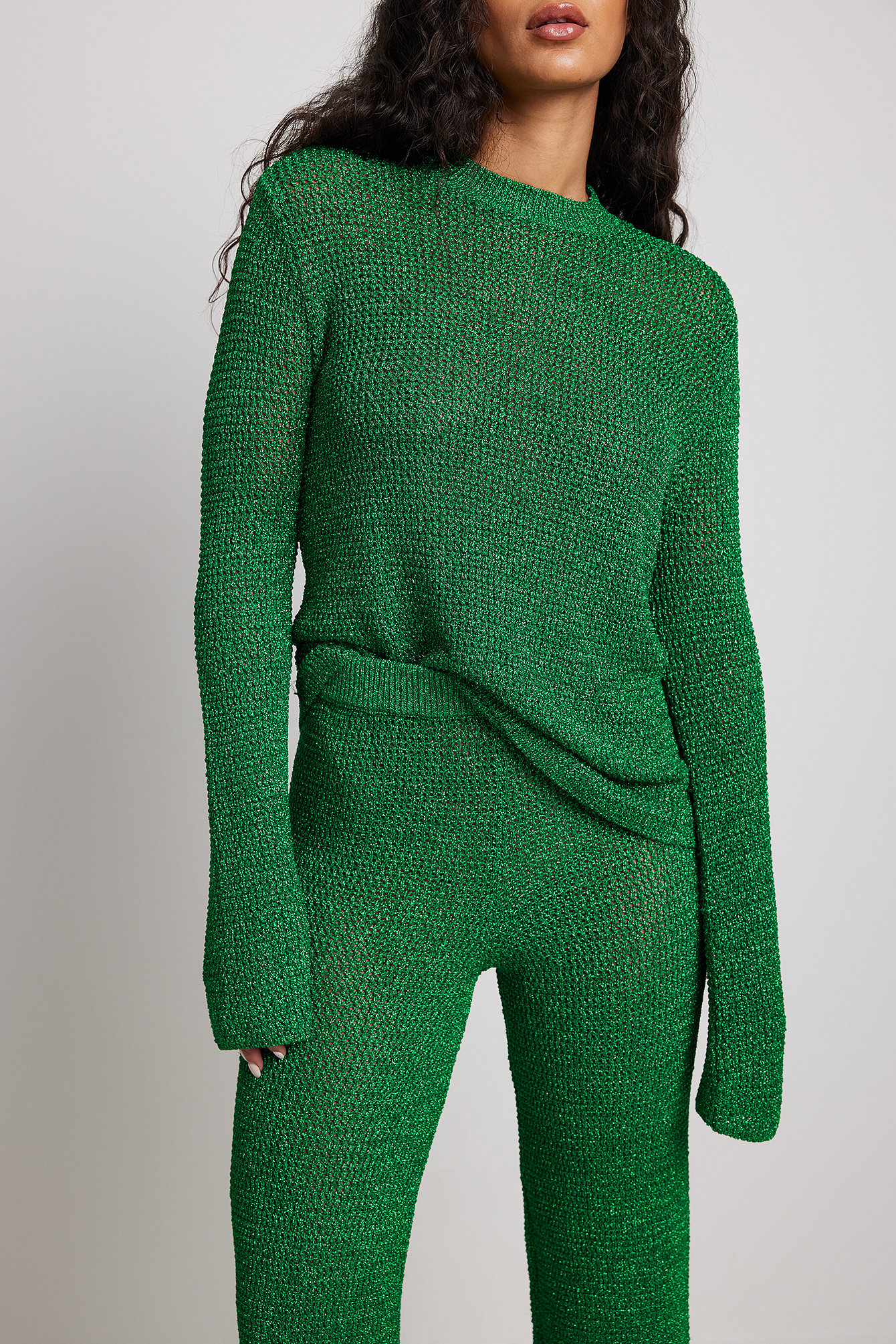 Green Lurex stickad tröja