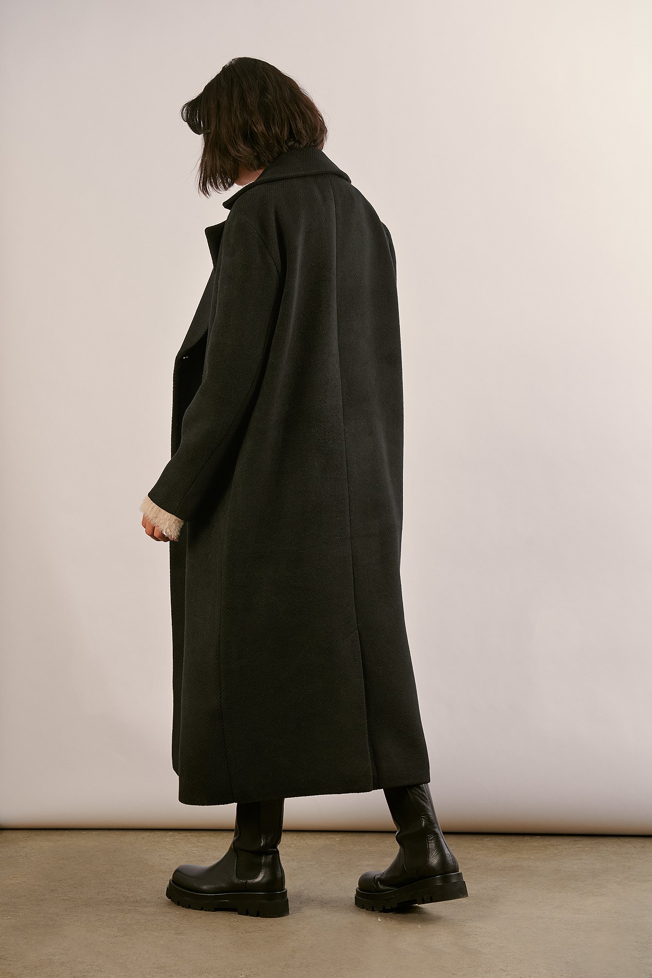 Black Houndstooth Straight Coat
