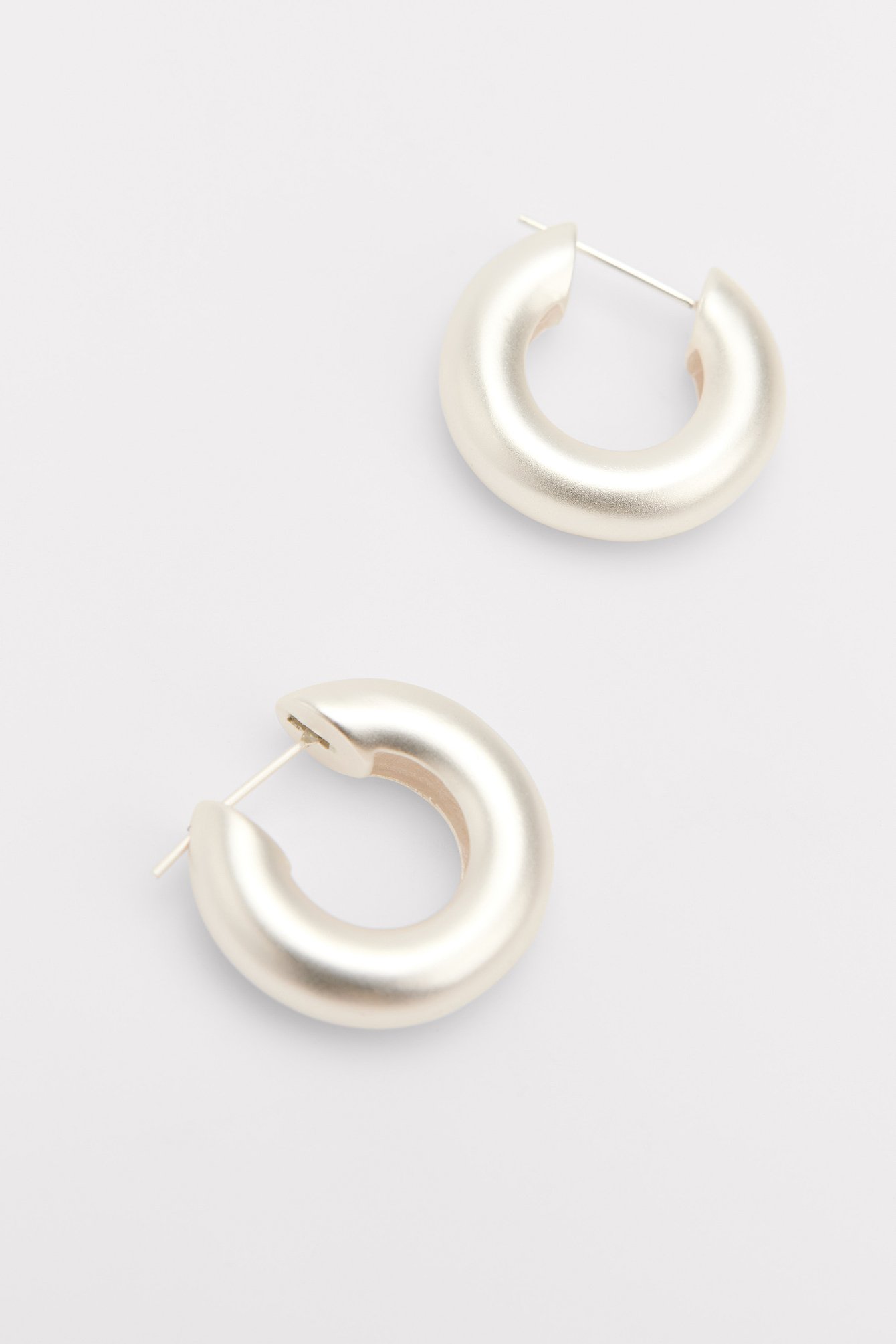Silver Matte Chunky Hoops