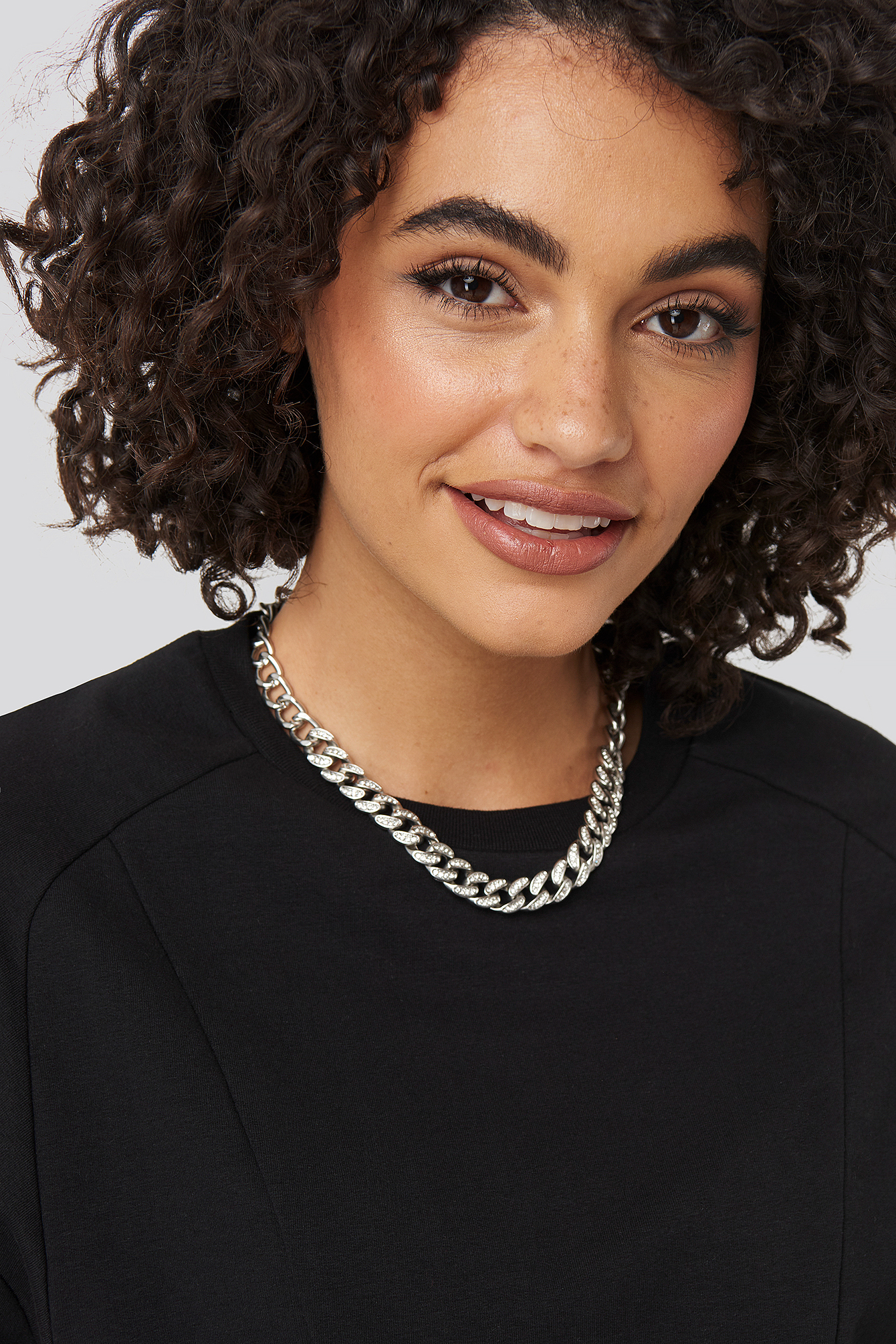 Matte Sparkling Chain Necklace Silver