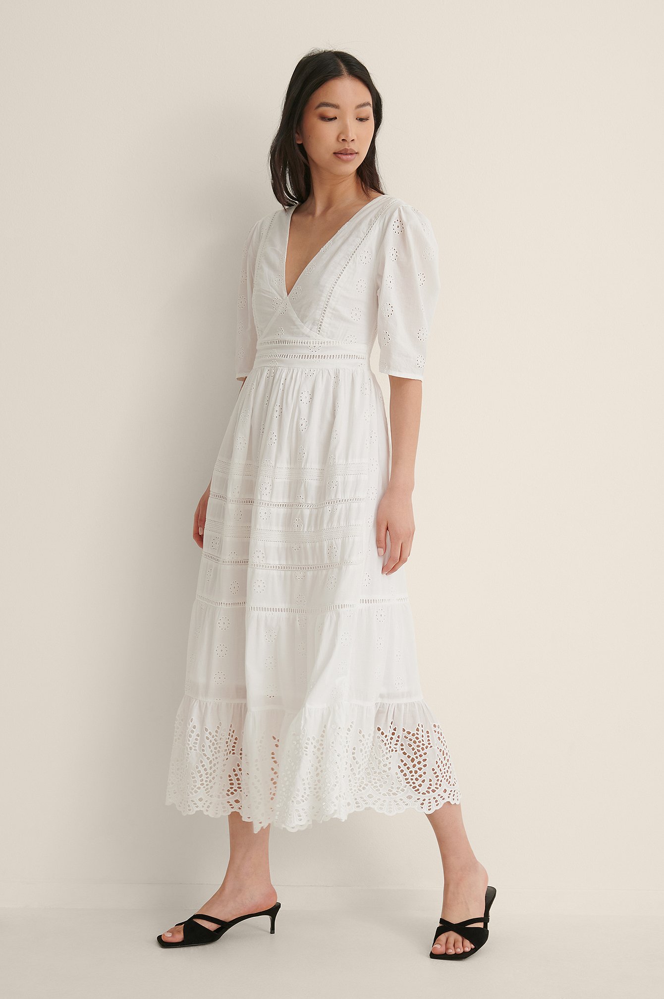 broderie jurk lang