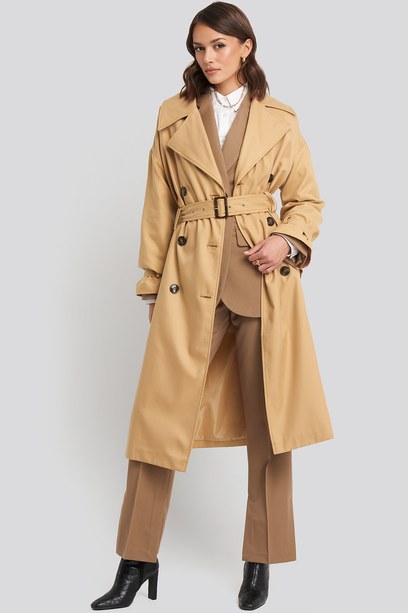 Maxi Oversized Belted Coat Beige