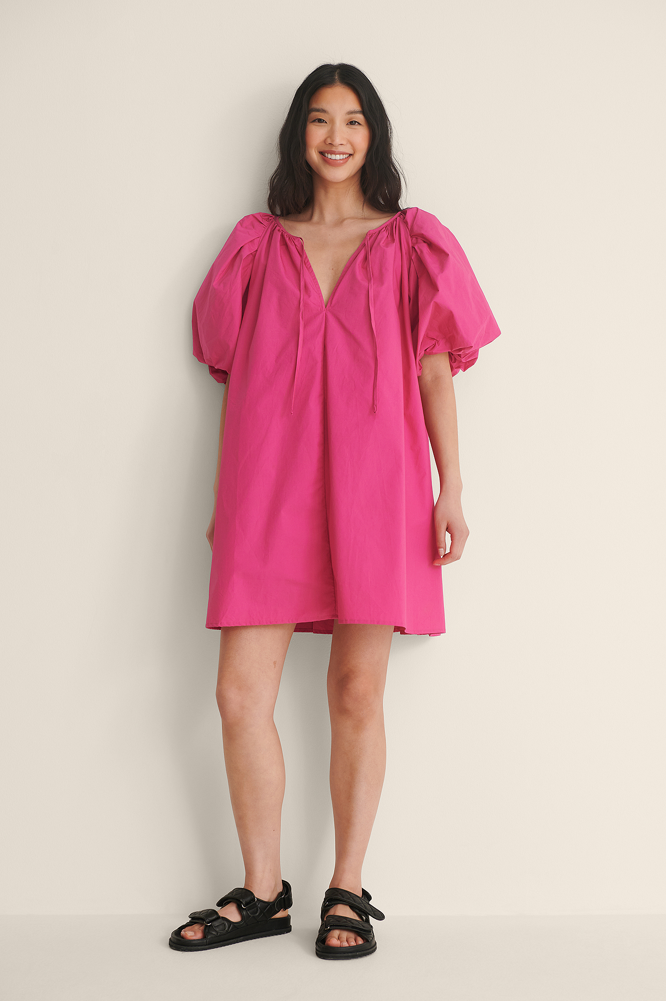 Vivo Nasinka V-Neck Maxi Dress - Dark Pink / Black Nasi Print