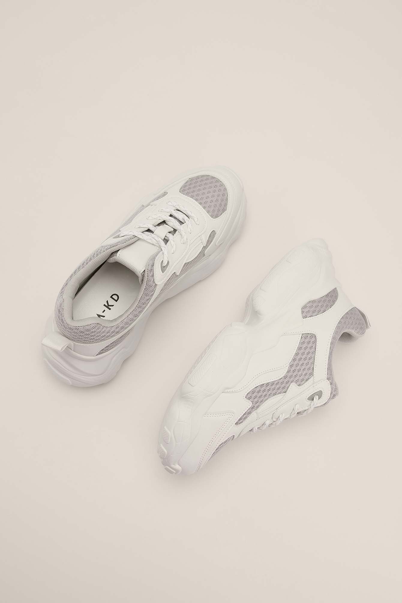 White/Grey Sneakers met meshdetail