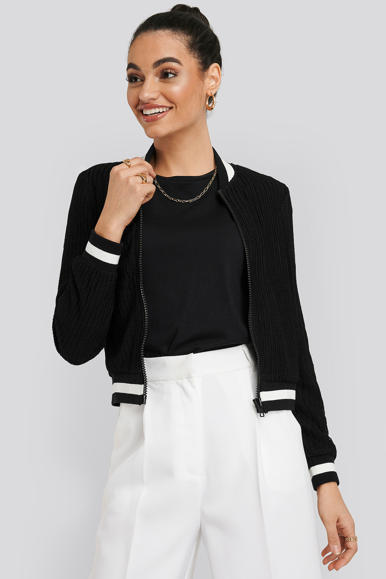 Mesh Track Top Black