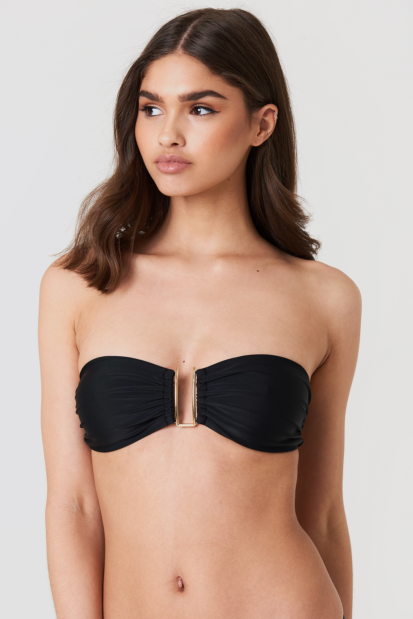 Metal Detail Bandeau Bikini Black