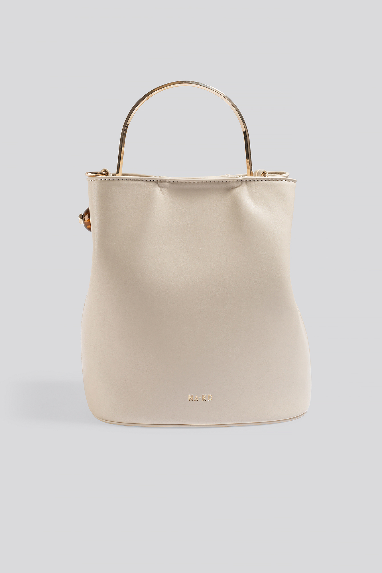 Metal Handle Bucket Bag Nude