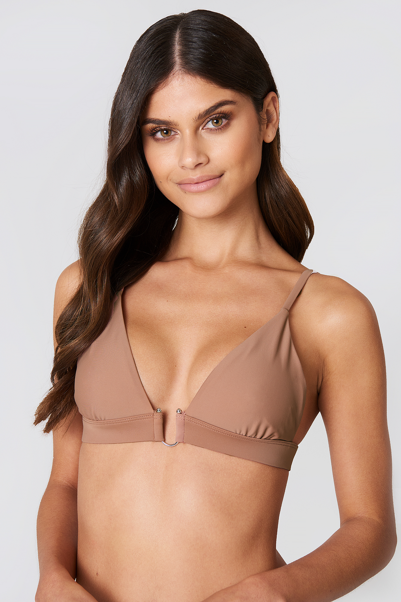 Metal Loop Bikini Bra Dusty Dark Pink