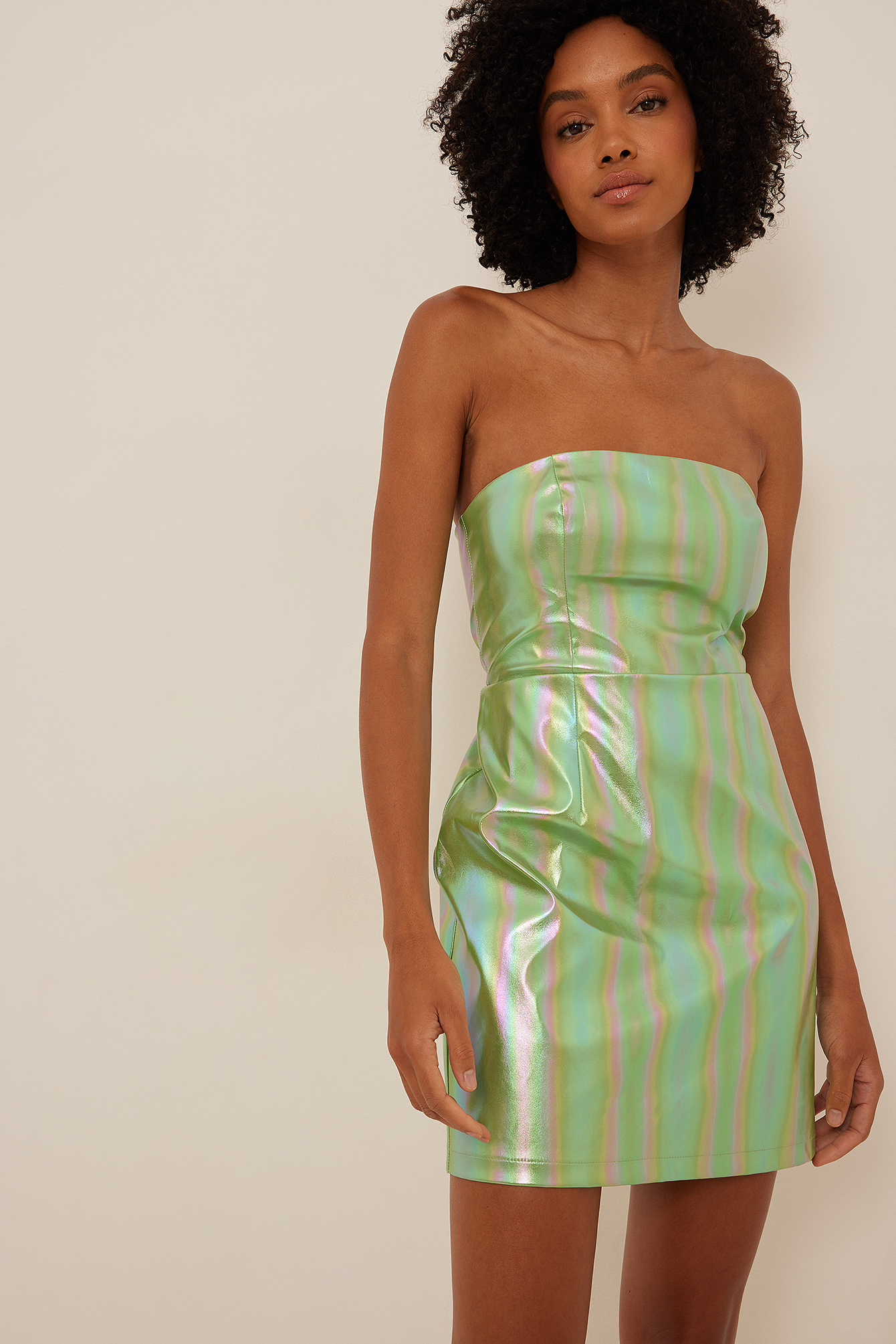 NA-KD Party Metallic Colour Mini Dress - Green,Stripe