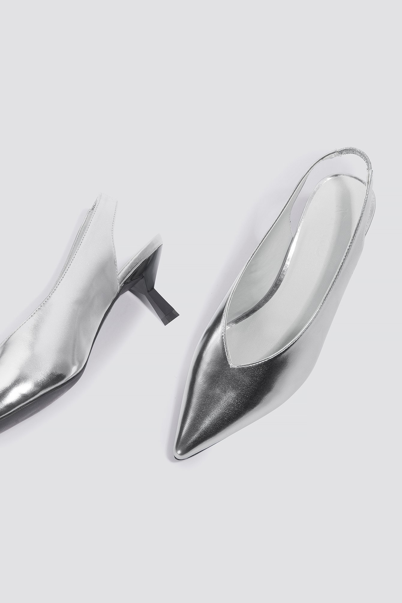 NA-KD Shoes Metallic Kitten Heel Pumps - Silver
