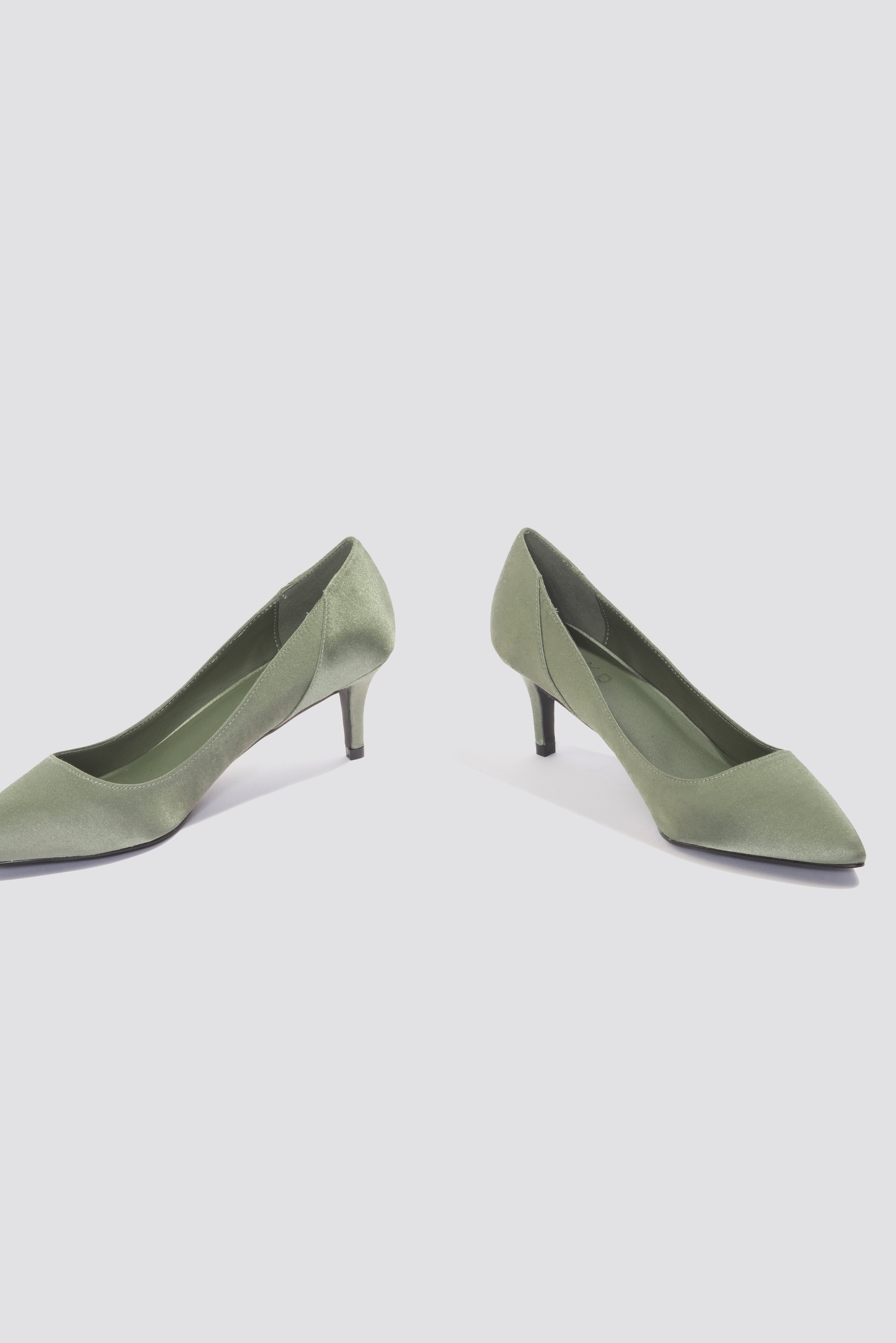 NA-KD Shoes Mid Heel Satin Pumps - Green