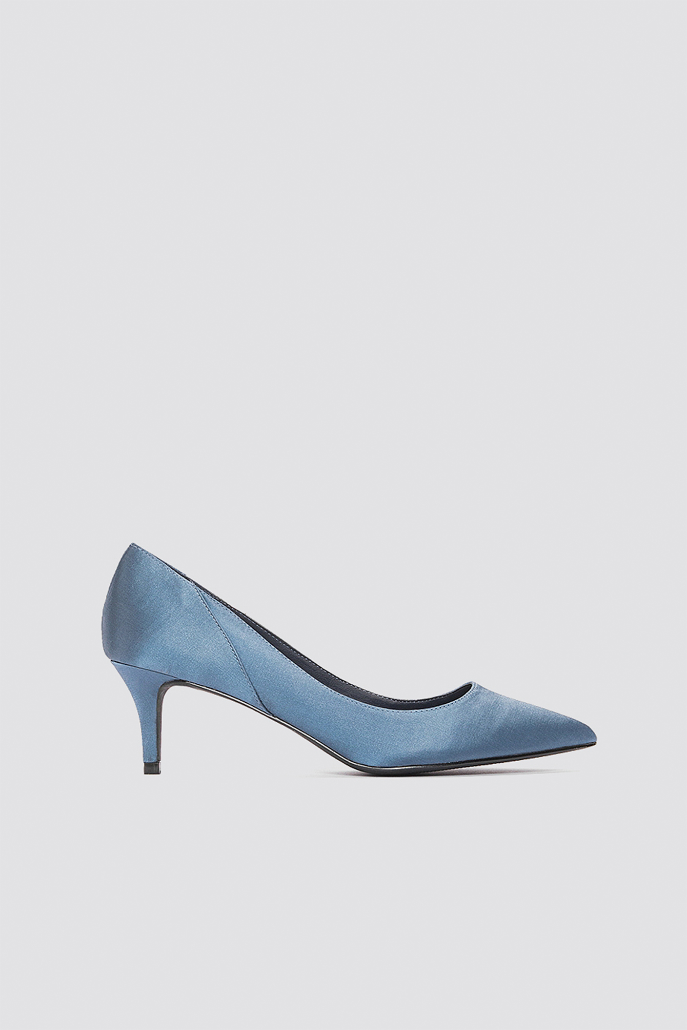 Mid Heel Satin Pumps Blue Stone