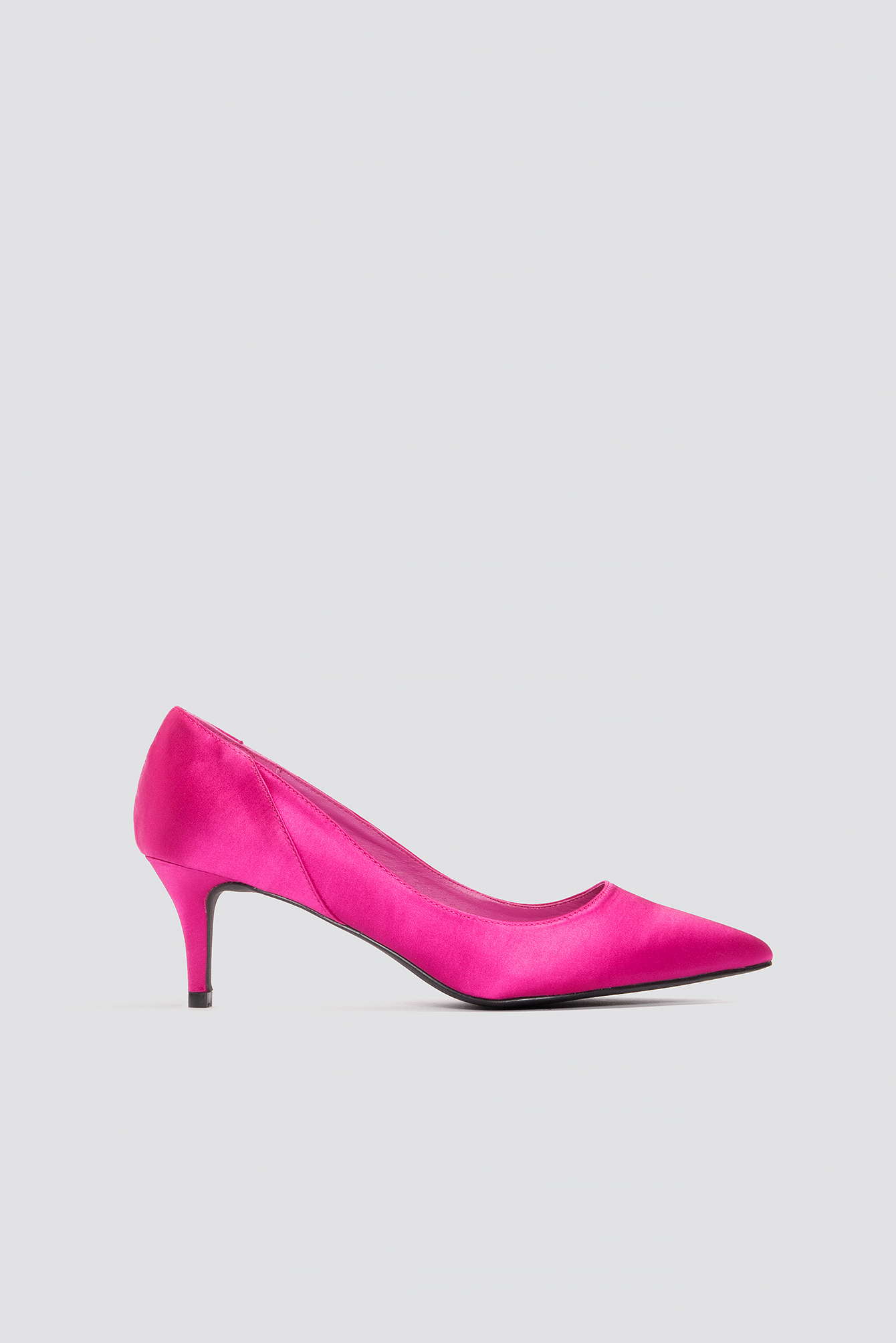 Mid Heel Satin Pumps Magenta
