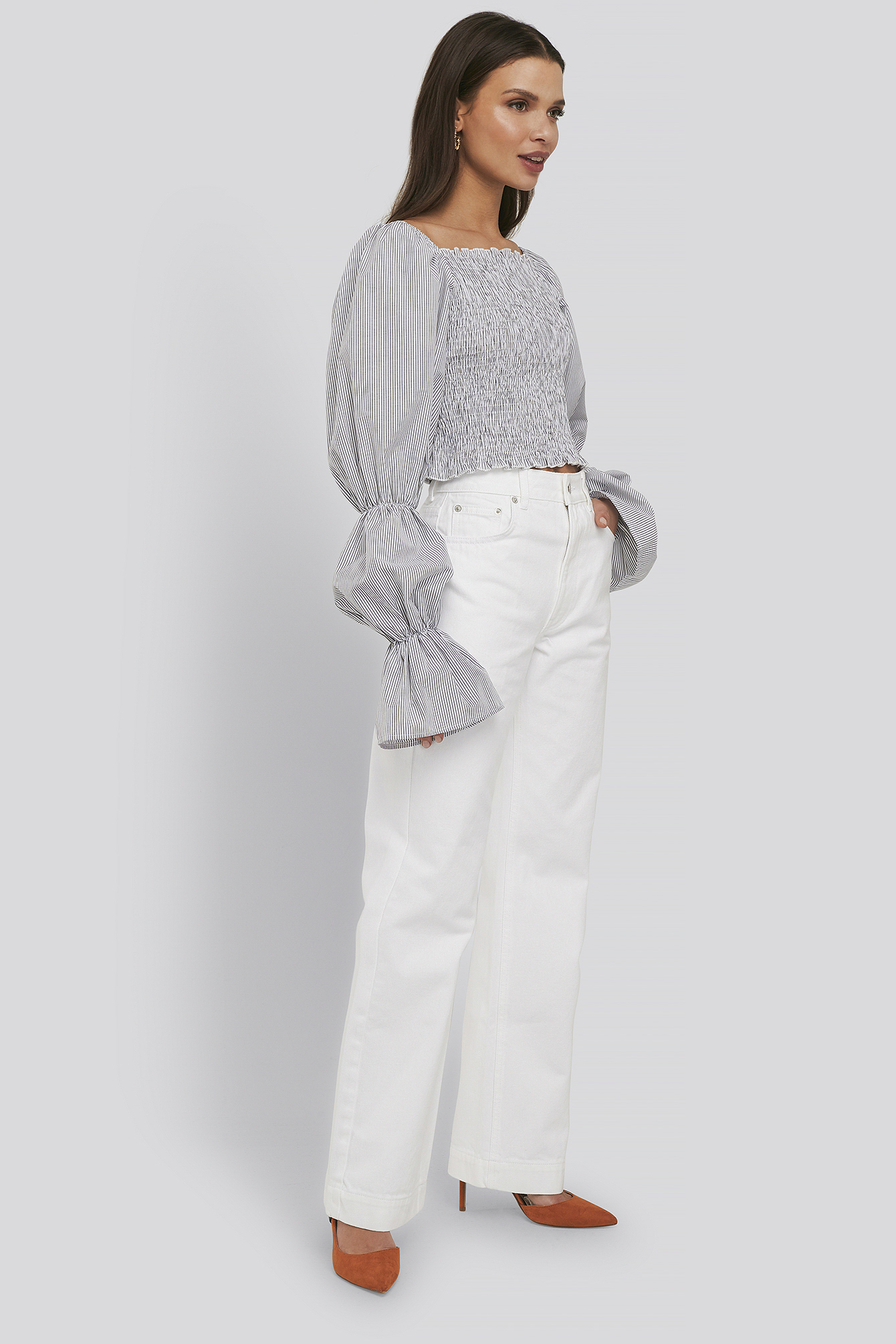 Mid Rise Straight Leg Jeans White | na 