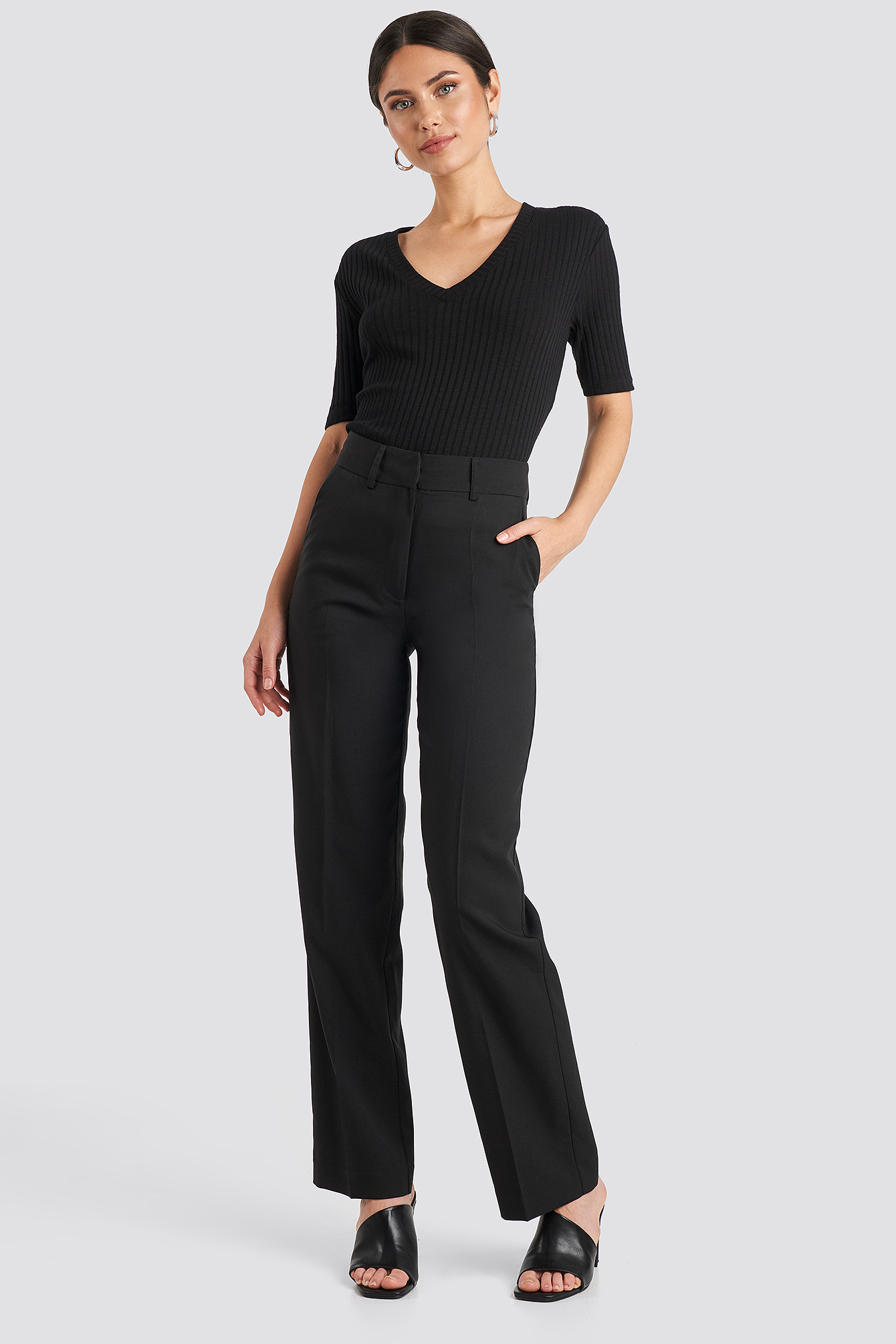 Mid Rise Suit Pants Black
