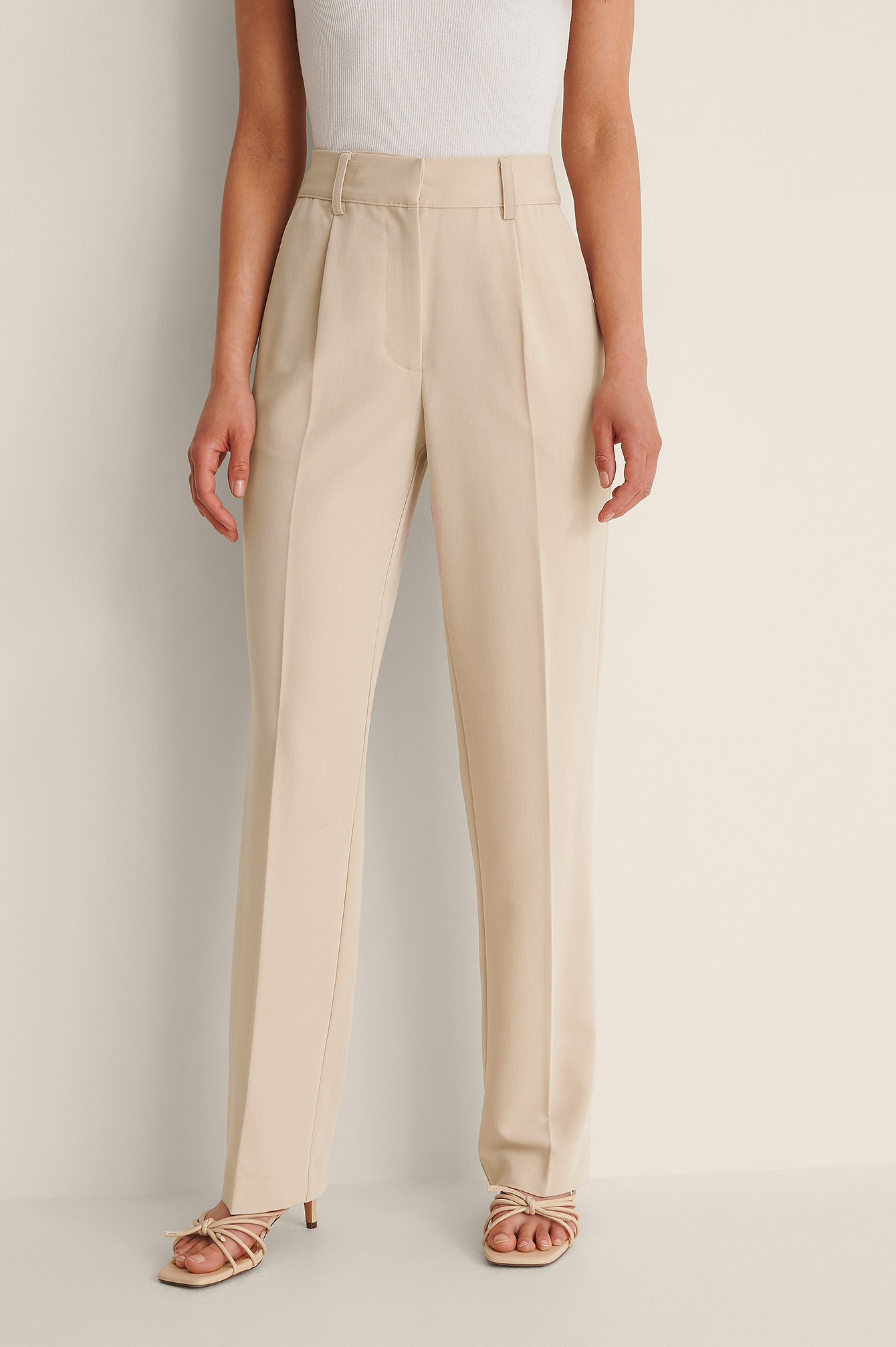 Middelhoge pantalon Beige | na-kd.com