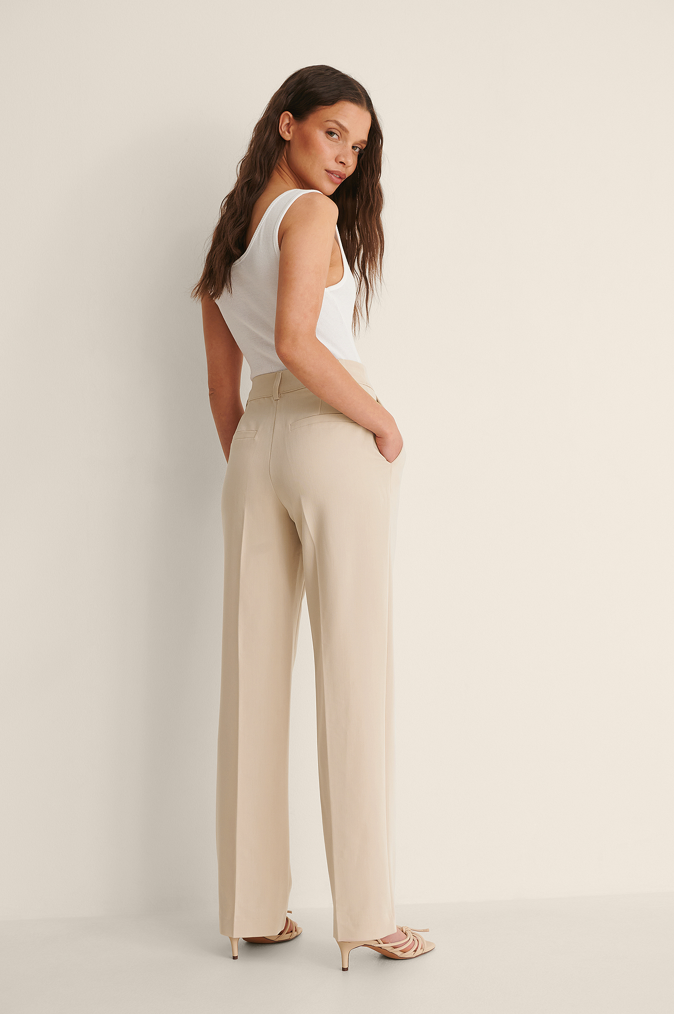 Middelhoge pantalon Beige | na-kd.com